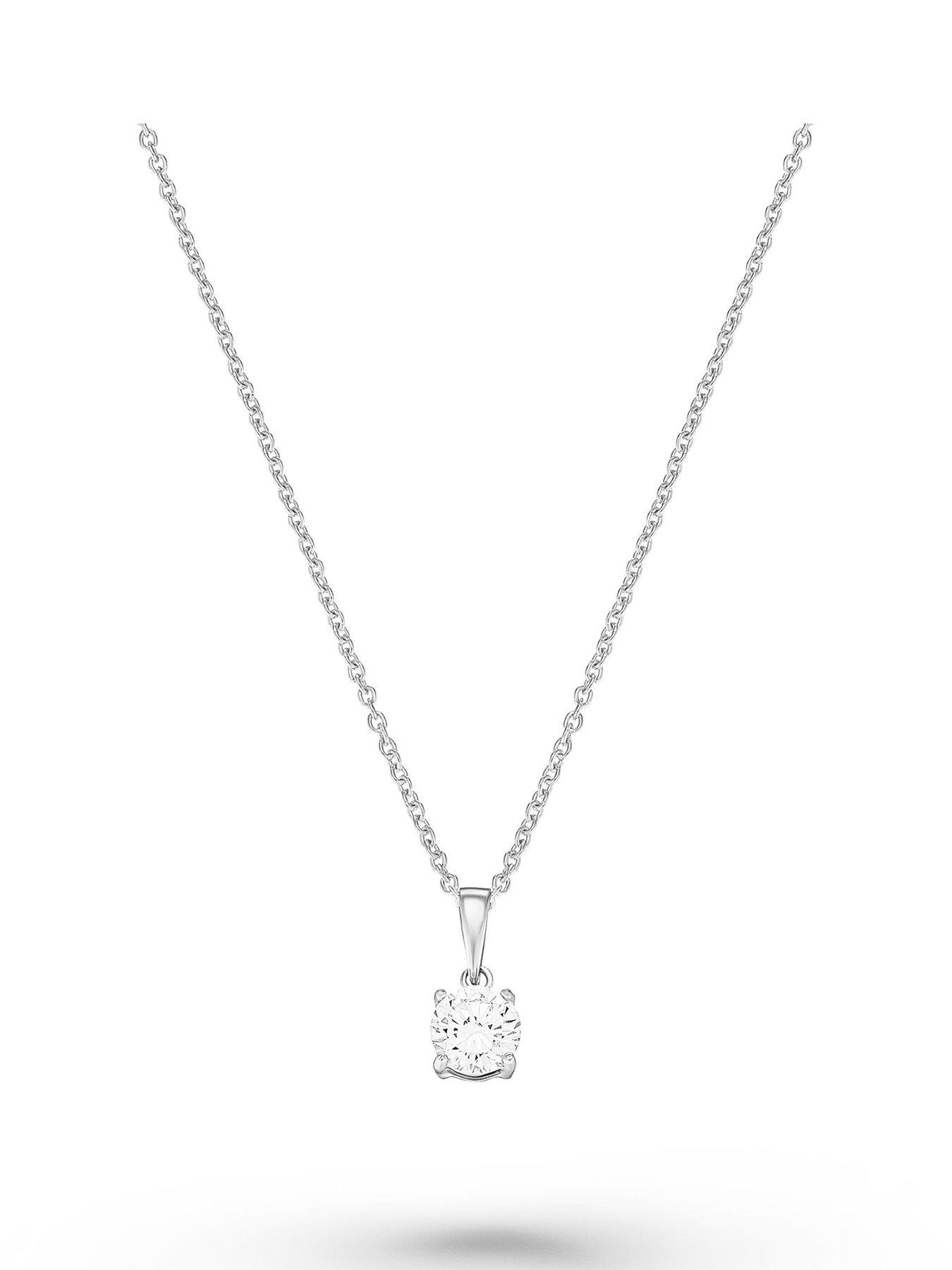 Image 1 of 4 of Beaverbrooks Beaverbrooks Silver Cubic Zirconia Solitaire Pendant