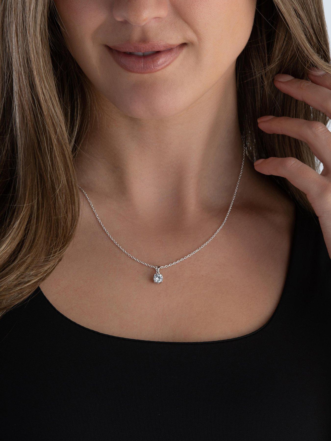 Image 3 of 4 of Beaverbrooks Beaverbrooks Silver Cubic Zirconia Solitaire Pendant