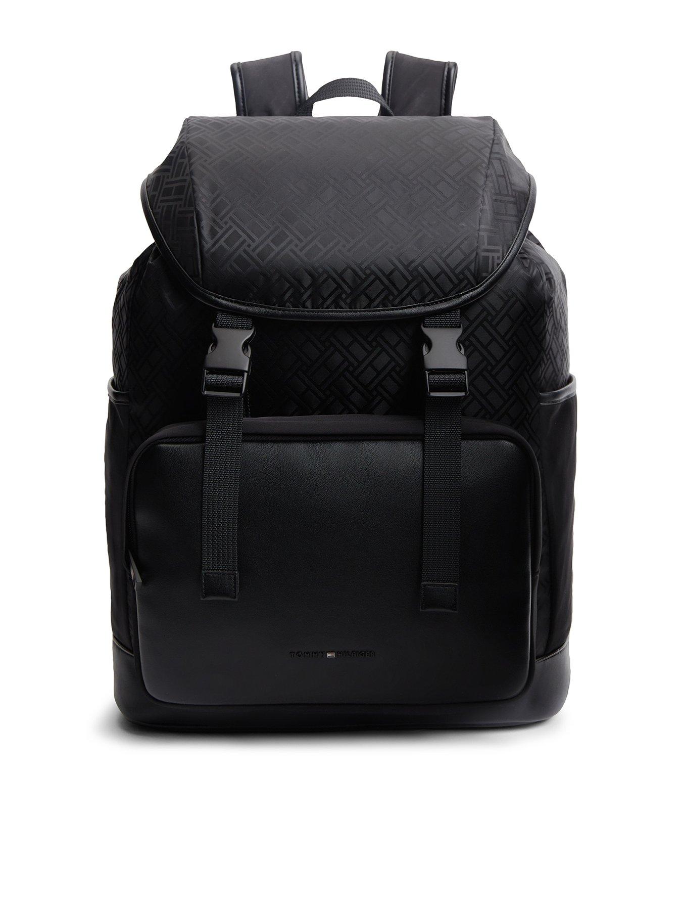 Tommy Hilfiger Nylon Jacquard Flap Backpack - Black