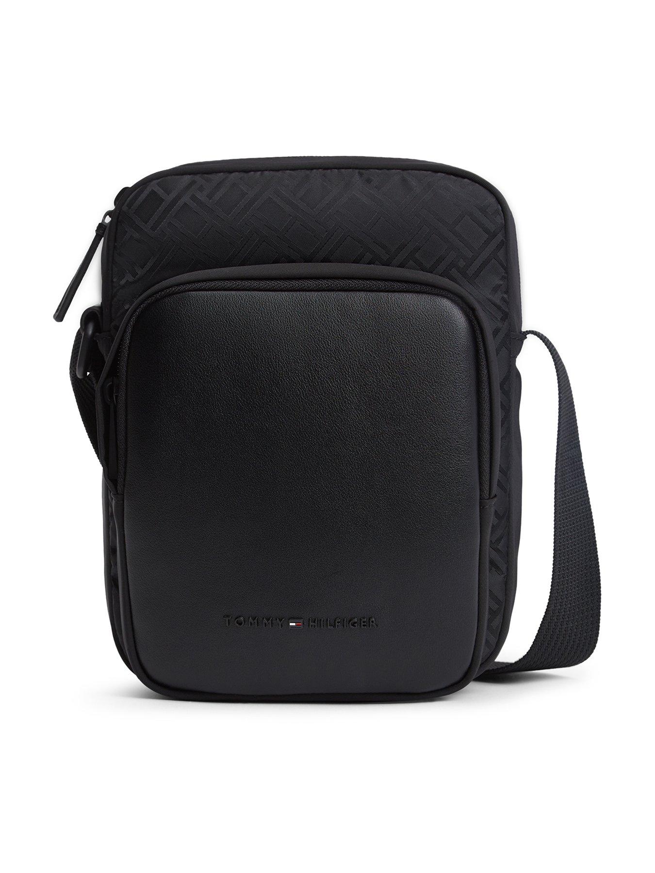 Tommy Hilfiger Nylon Jacquard Mini Reporter Bag - Black