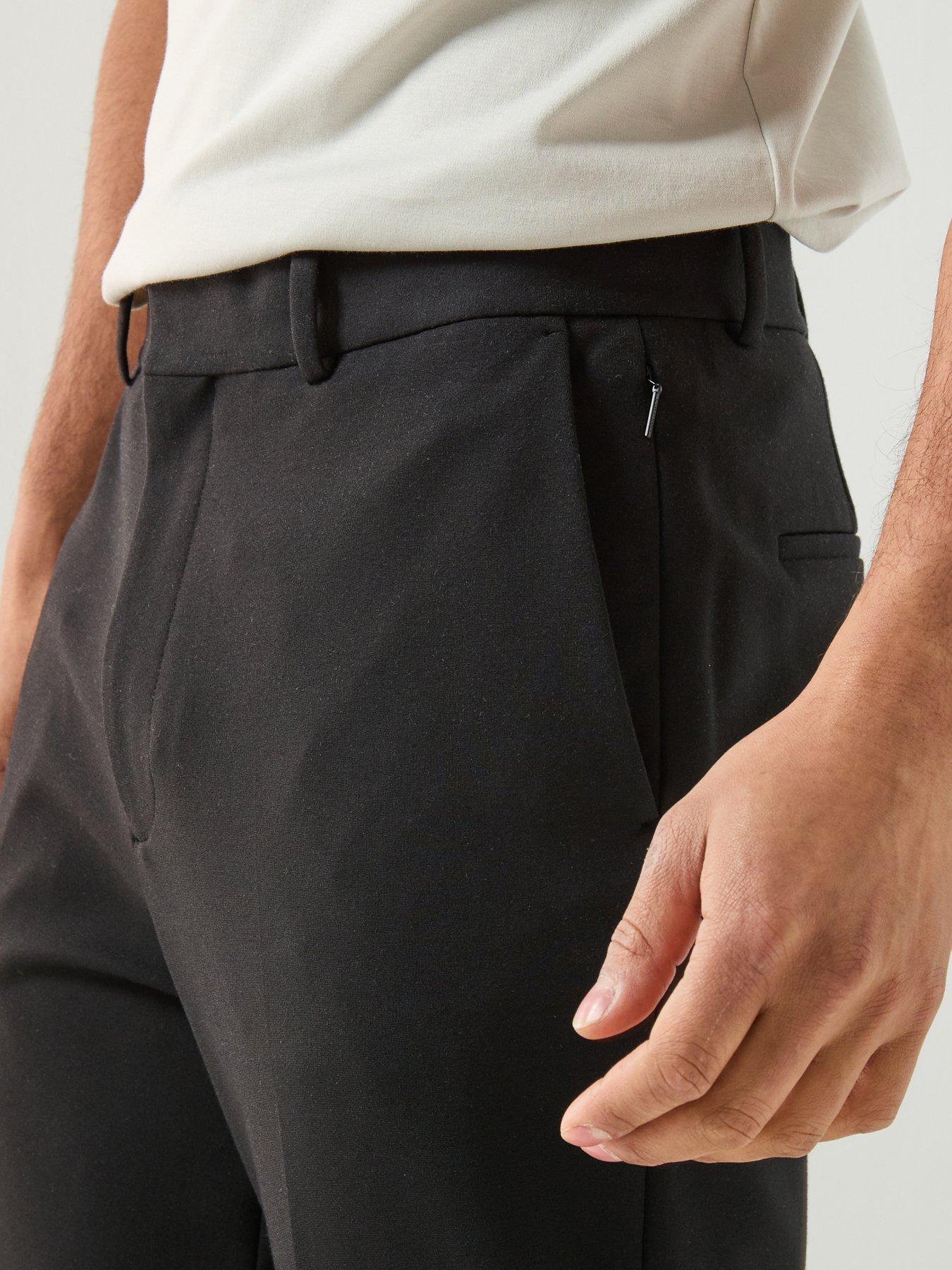 Image 4 of 6 of Calvin Klein Straight Fit Tech Knit Trousers - Black