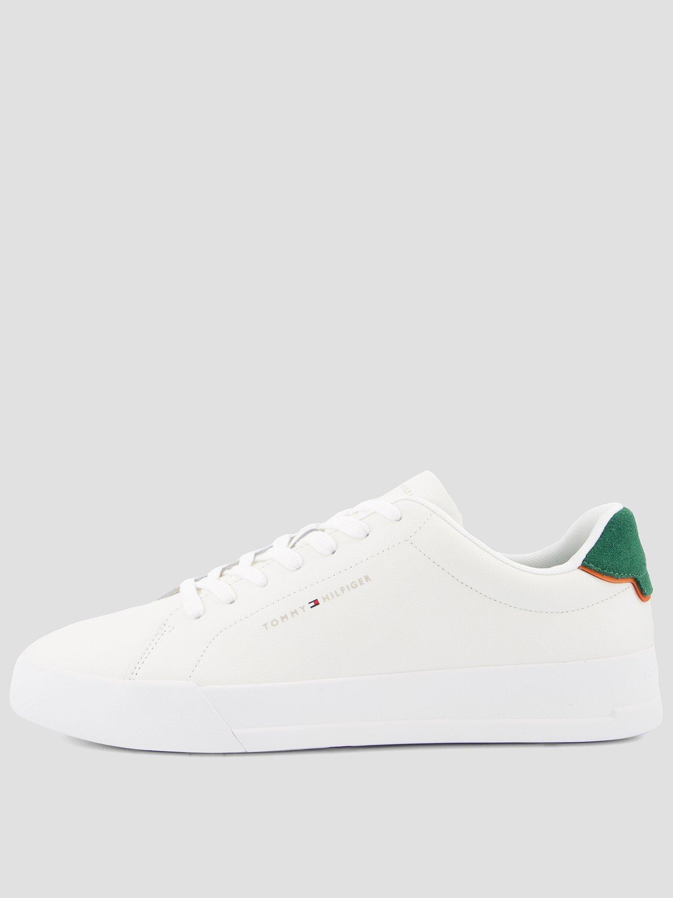 Tommy Hilfiger Leather Court Sneakers - White/Green