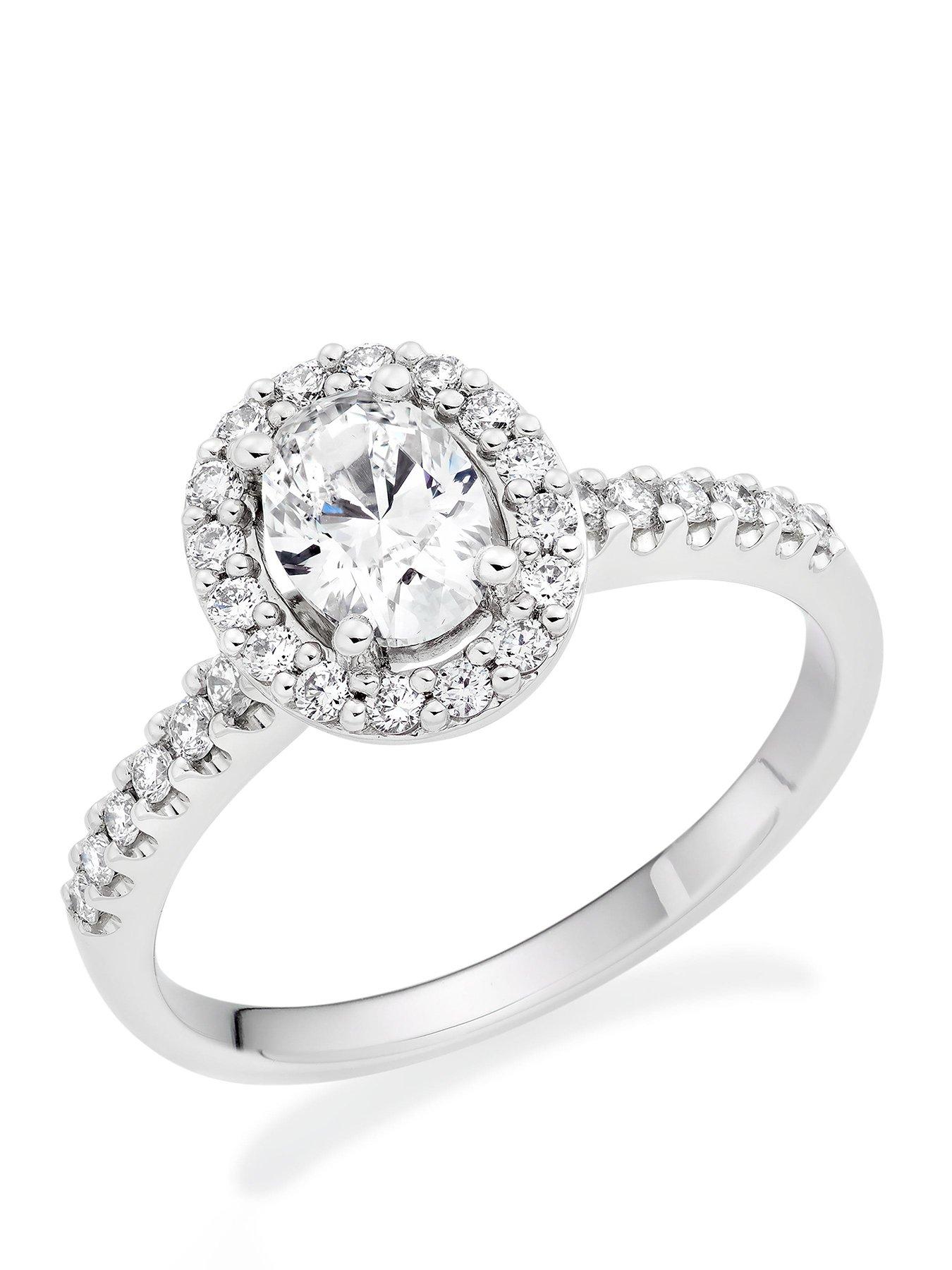 Image 1 of 6 of Beaverbrooks Beaverbrooks Platinum Diamond Oval Cut Halo Ring