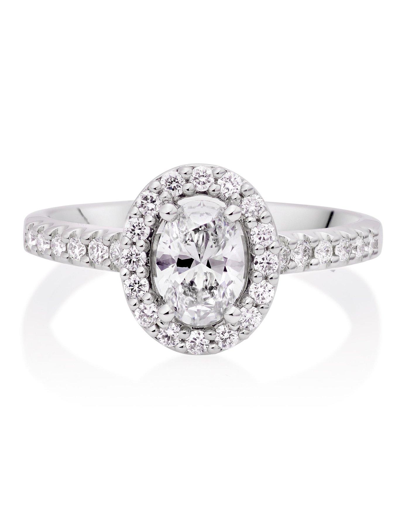 Image 2 of 6 of Beaverbrooks Beaverbrooks Platinum Diamond Oval Cut Halo Ring