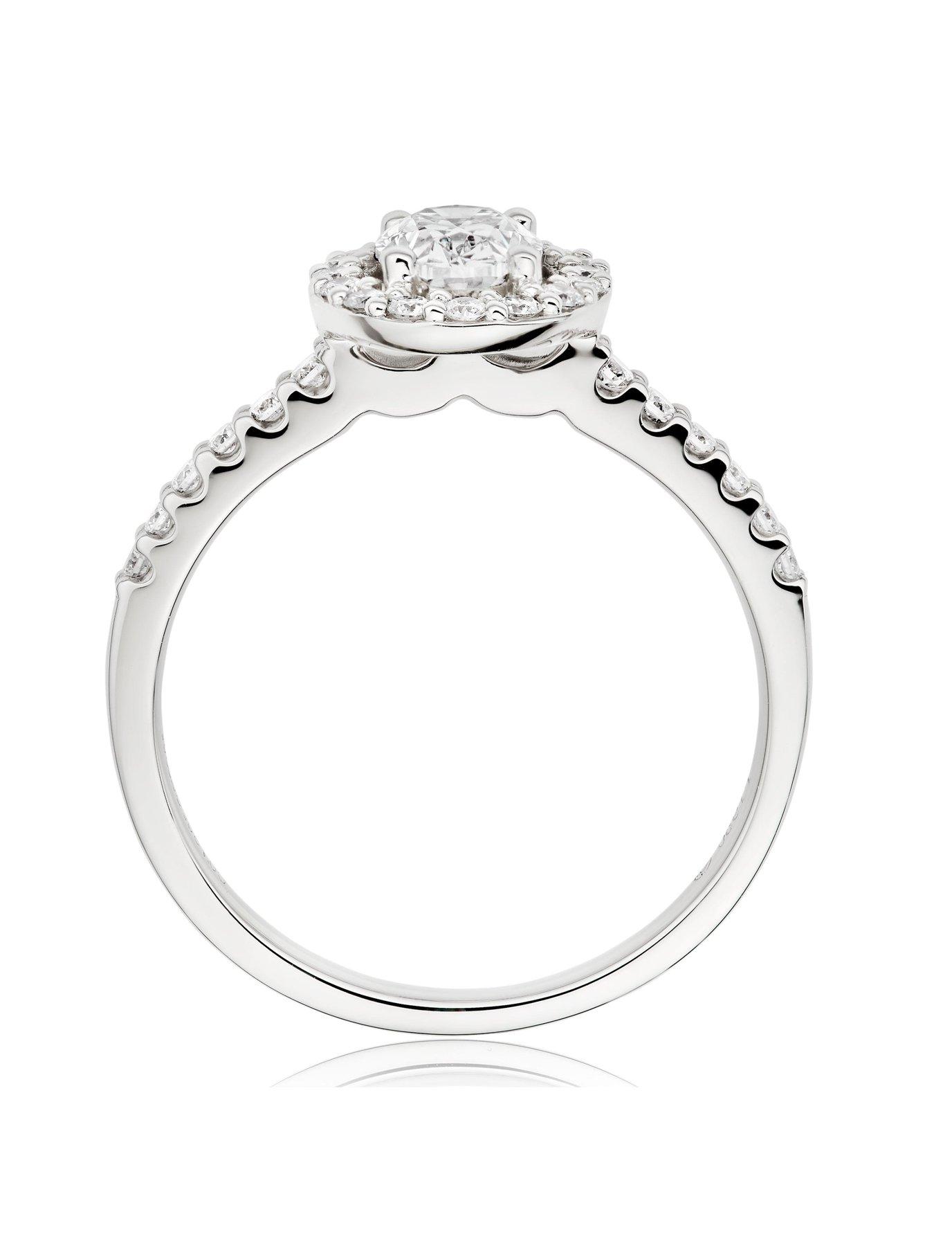 Image 3 of 6 of Beaverbrooks Beaverbrooks Platinum Diamond Oval Cut Halo Ring