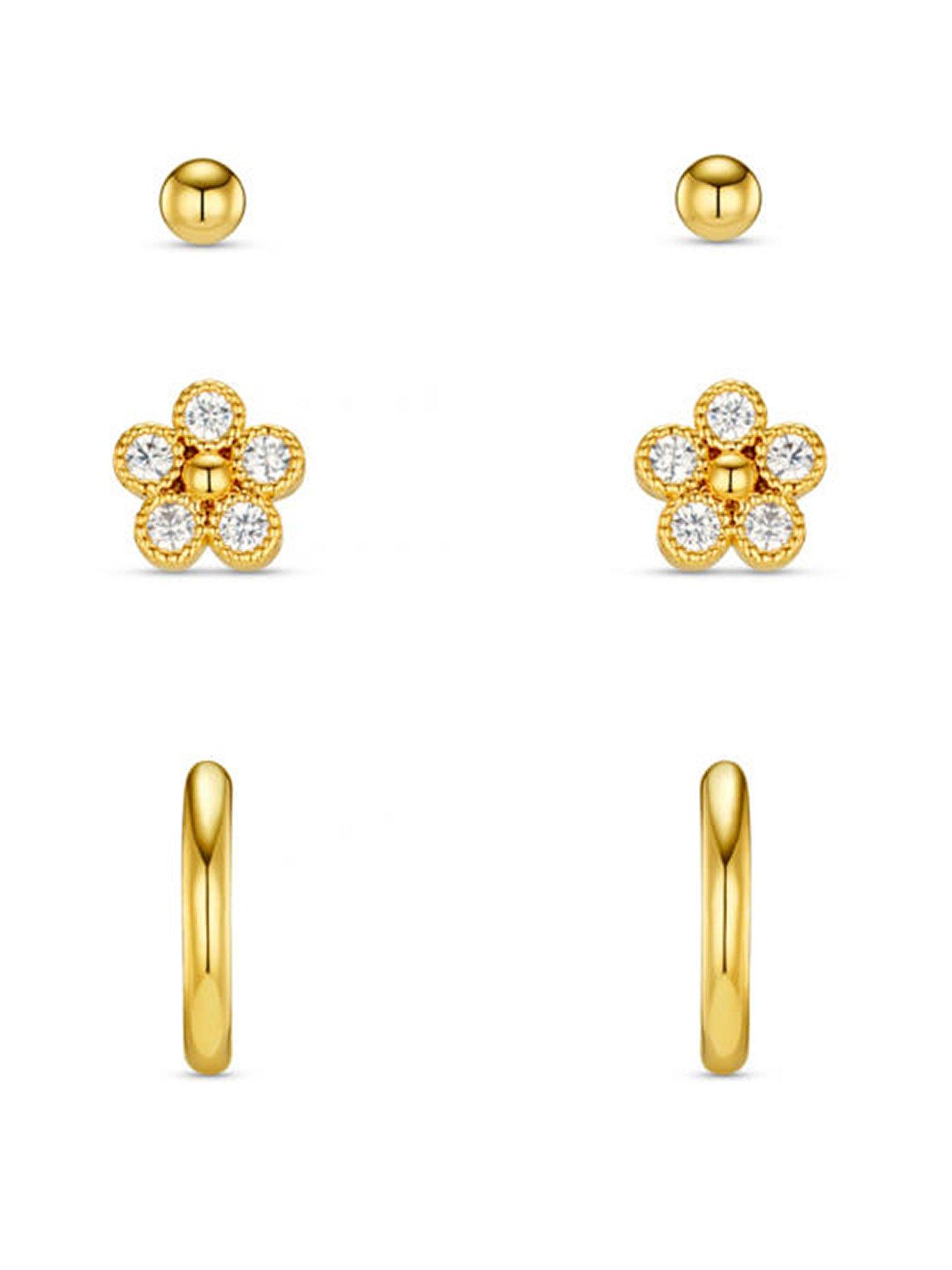 Orelia Crystal Flower & Micro Hoop Earring Pack
