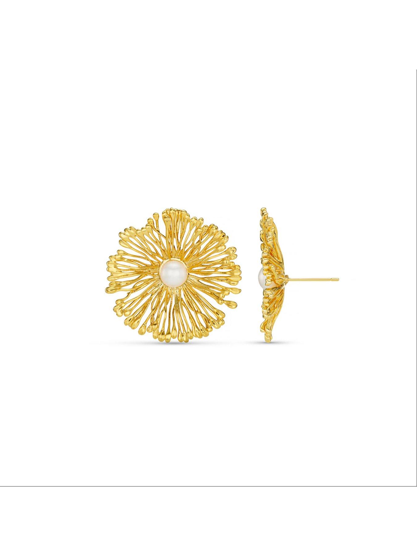 Image 2 of 2 of Orelia Statement Flower & Pearl Stud Earring