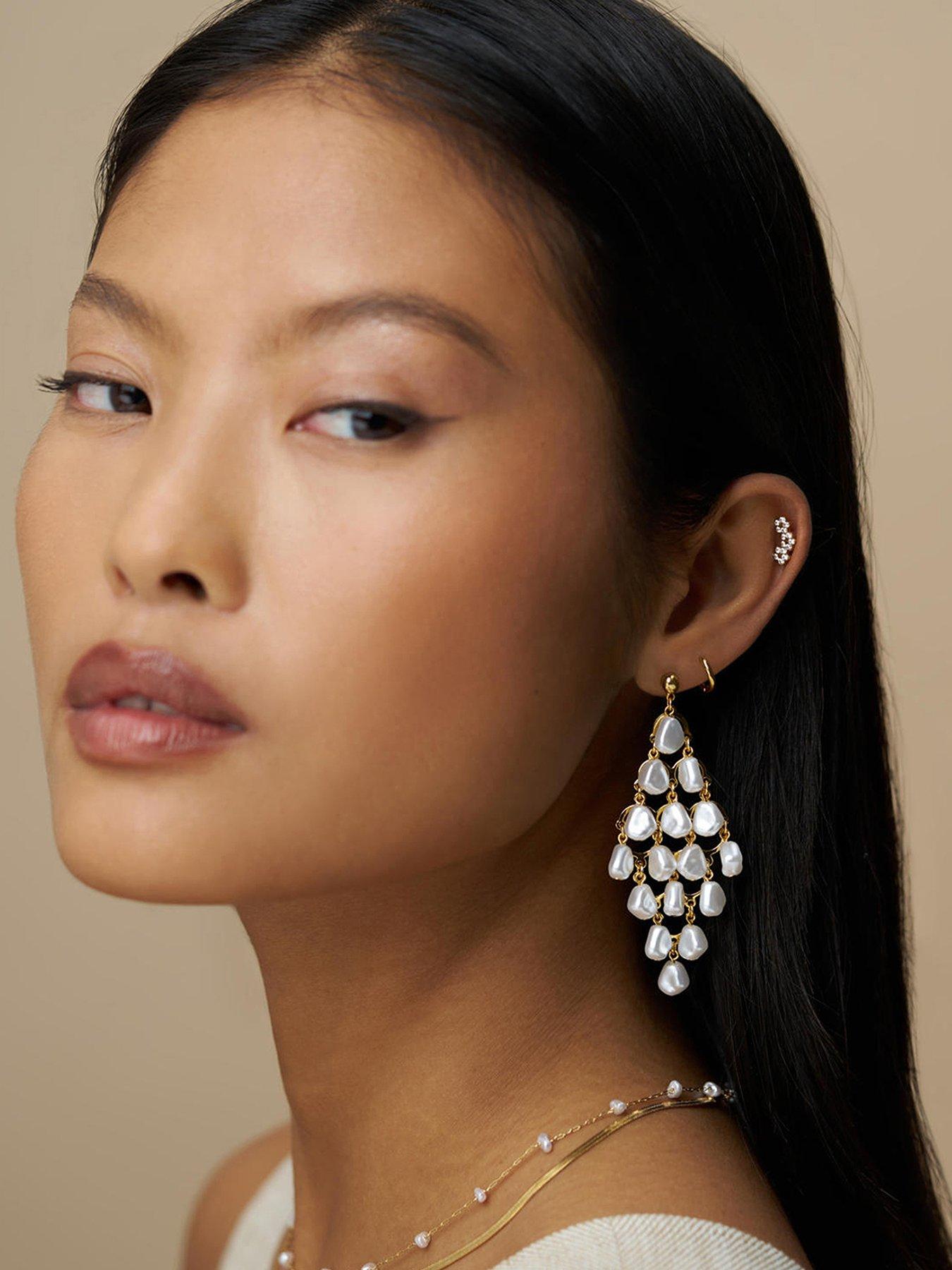 Orelia Statement Pearl Chandelier Drop Earring