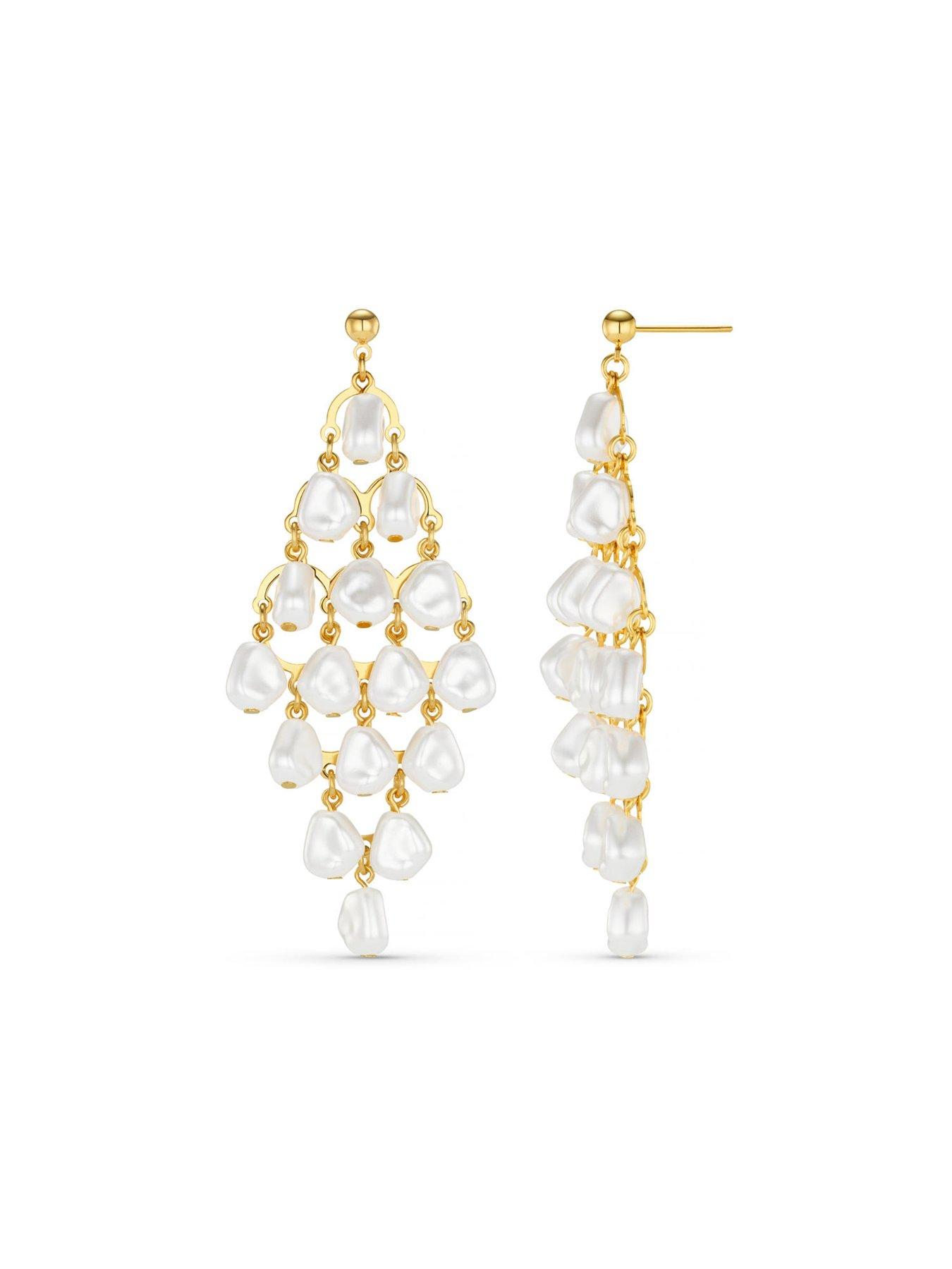 Image 2 of 4 of Orelia Statement Pearl Chandelier Drop Earring