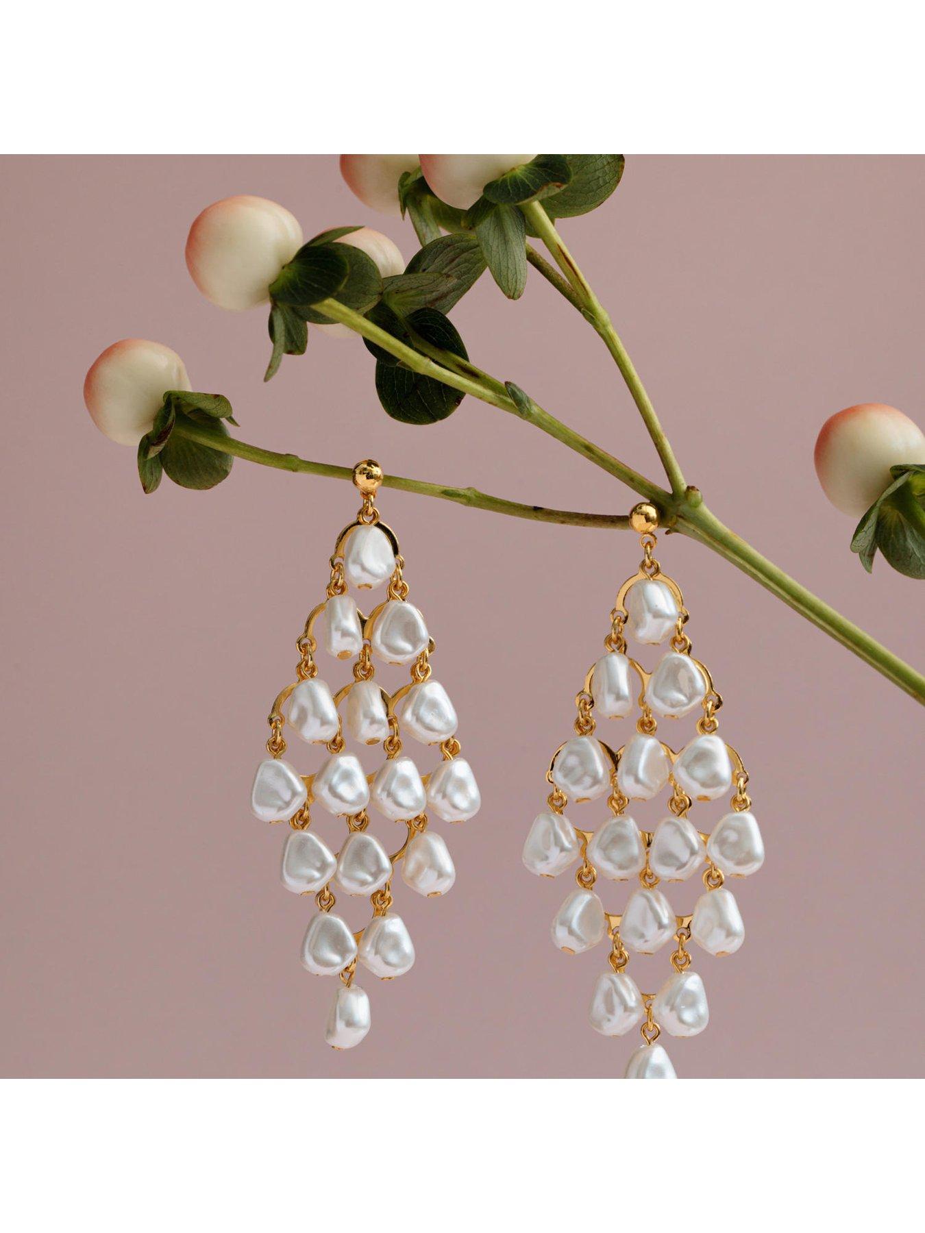 Image 3 of 4 of Orelia Statement Pearl Chandelier Drop Earring