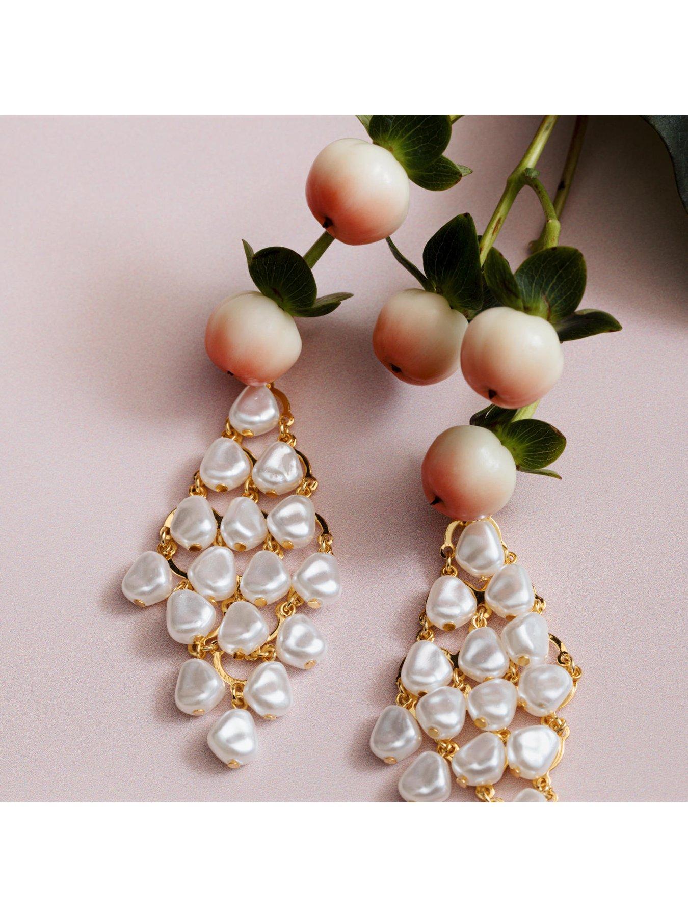 Image 4 of 4 of Orelia Statement Pearl Chandelier Drop Earring