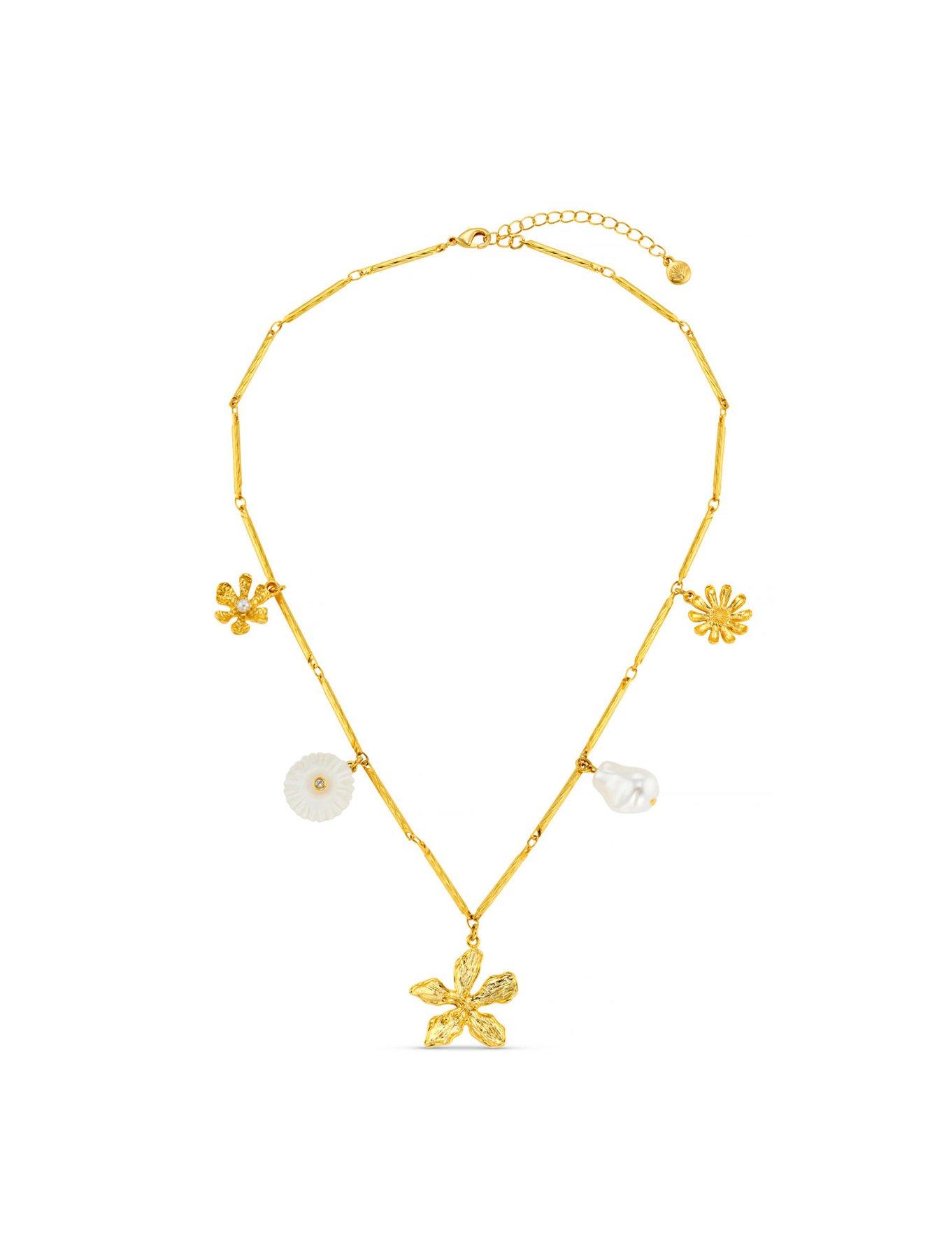 Image 2 of 4 of Orelia Statement Flower & Pearl Necklace
