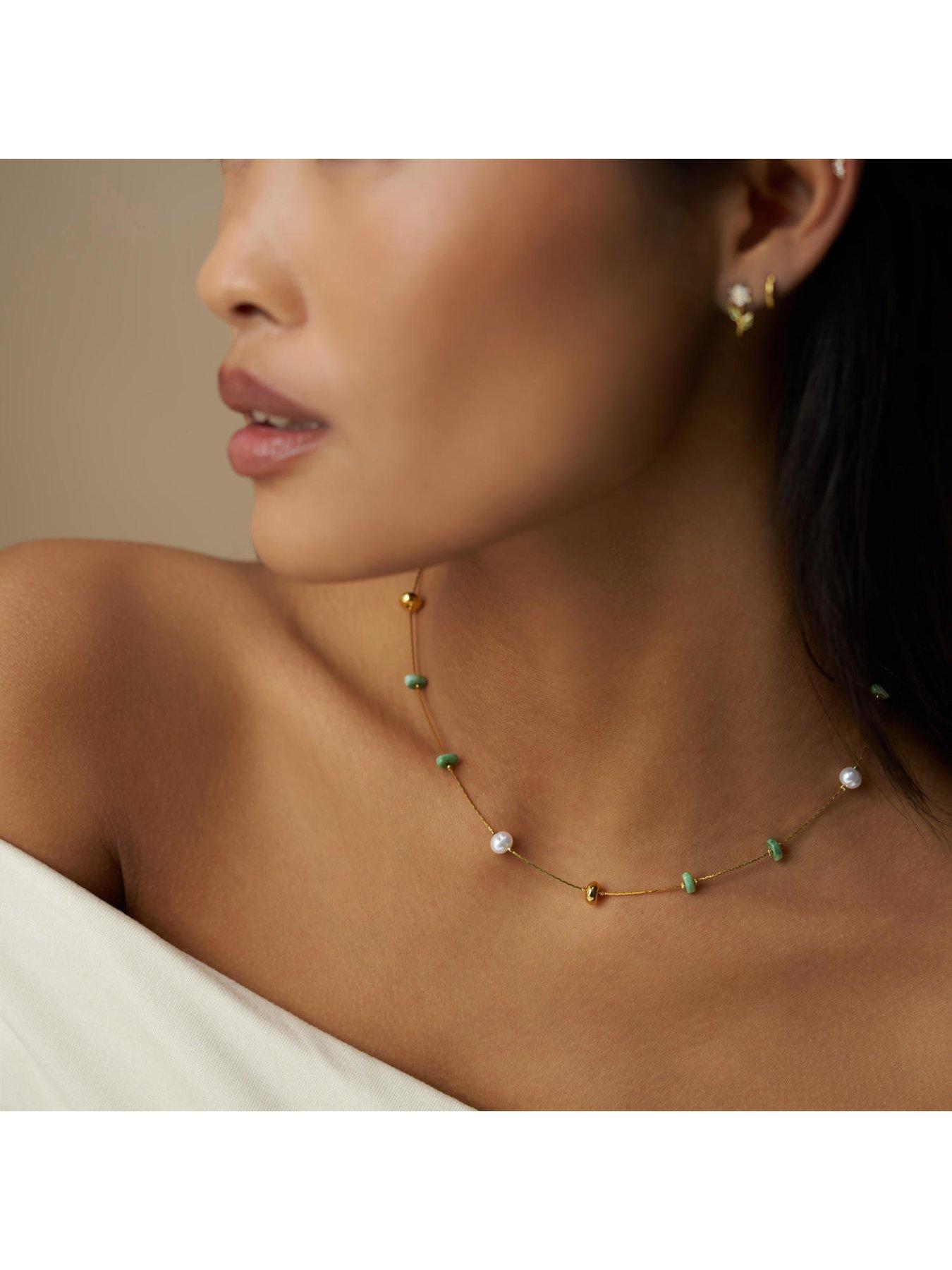 Image 3 of 4 of Orelia Statement Flower & Pearl Necklace