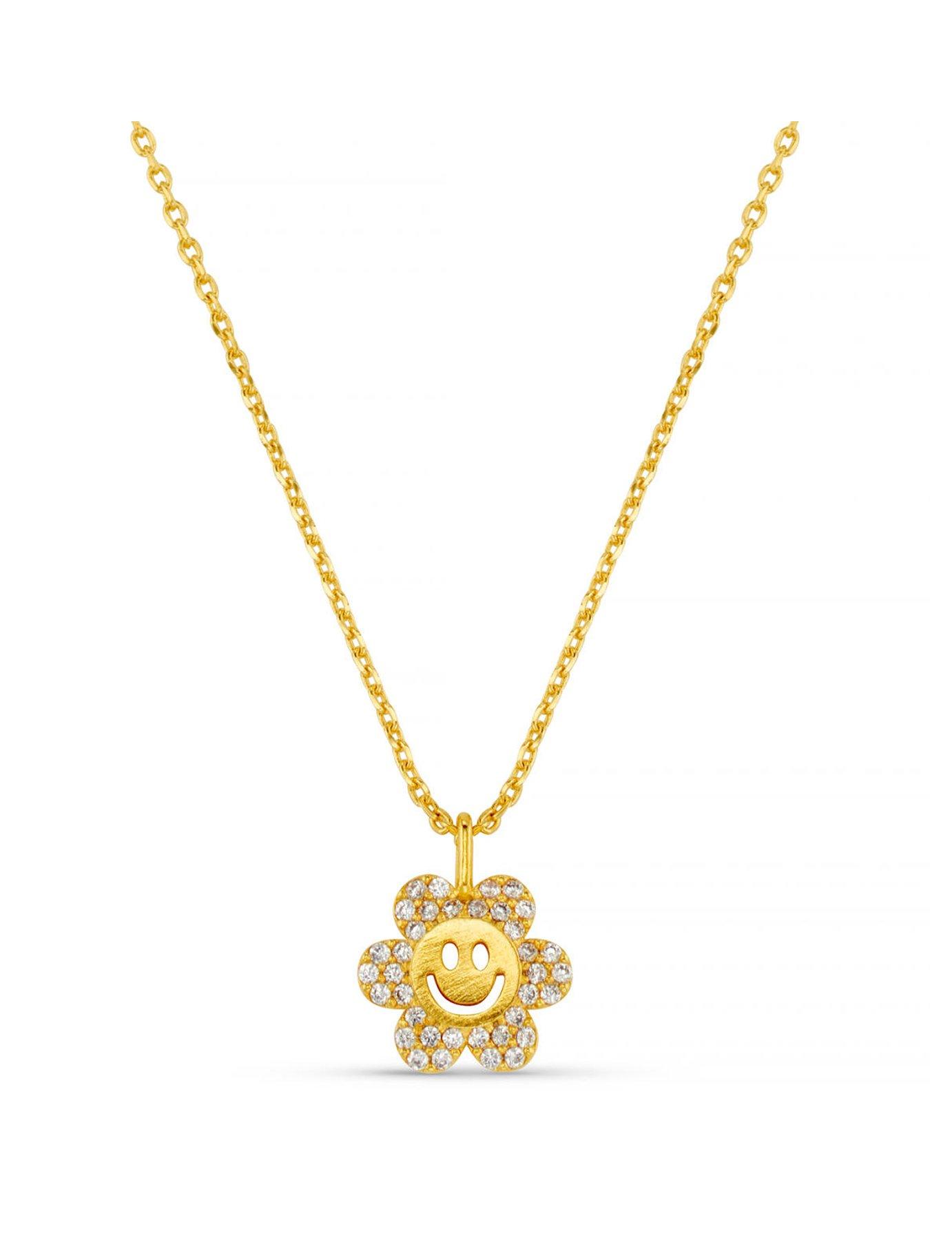 orelia-smiley-pave-flower-charm-necklacefront