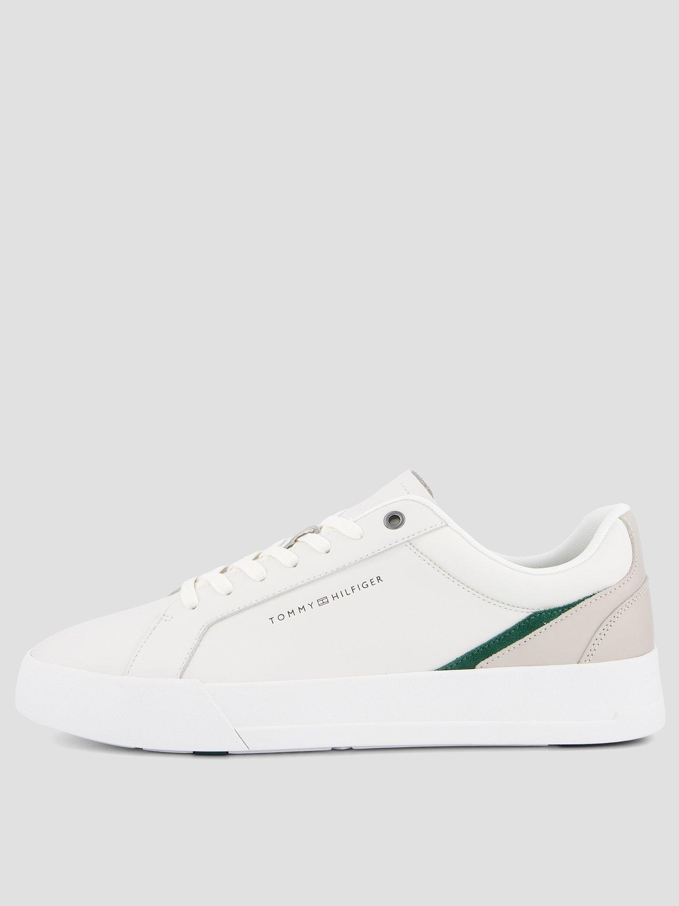 Tommy Hilfiger Premium Leather Court Sneakers - White/Green
