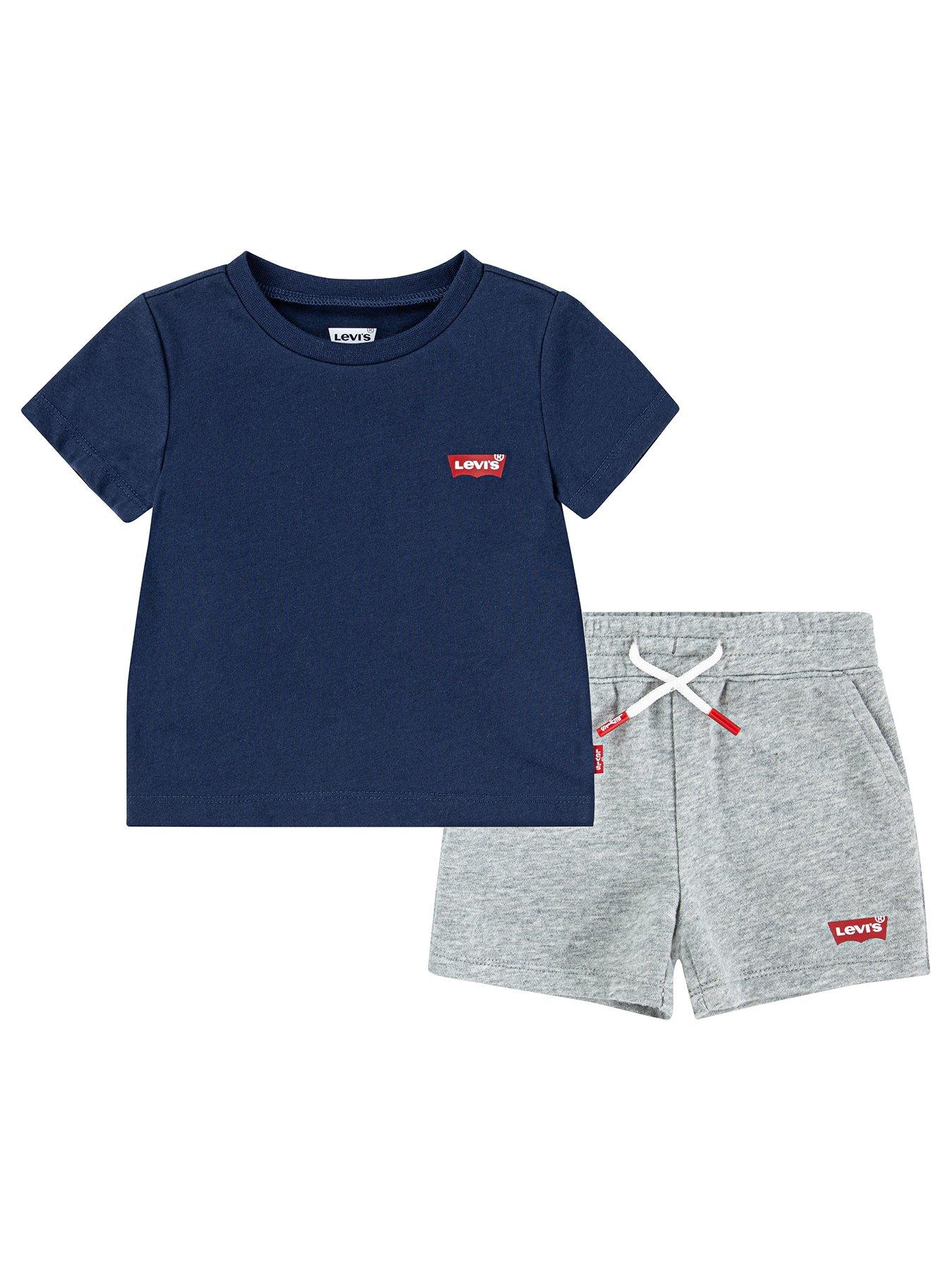 Levi's Baby Boys Short Sleeve Batwing T-Shirt And Shorts Set - Blue