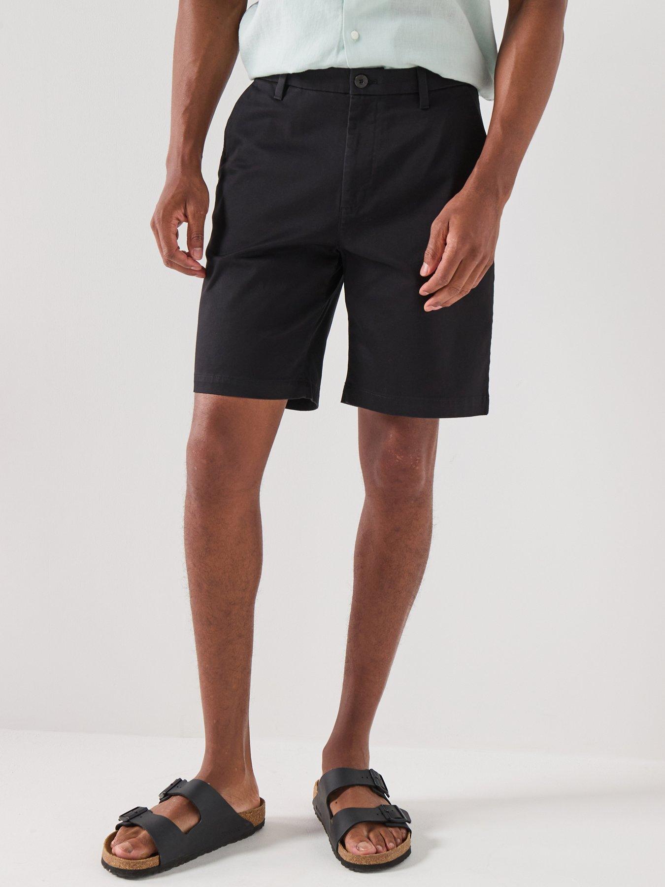 Calvin Klein Straight Fit Refined Cotton Stretch Chino Shorts - Black