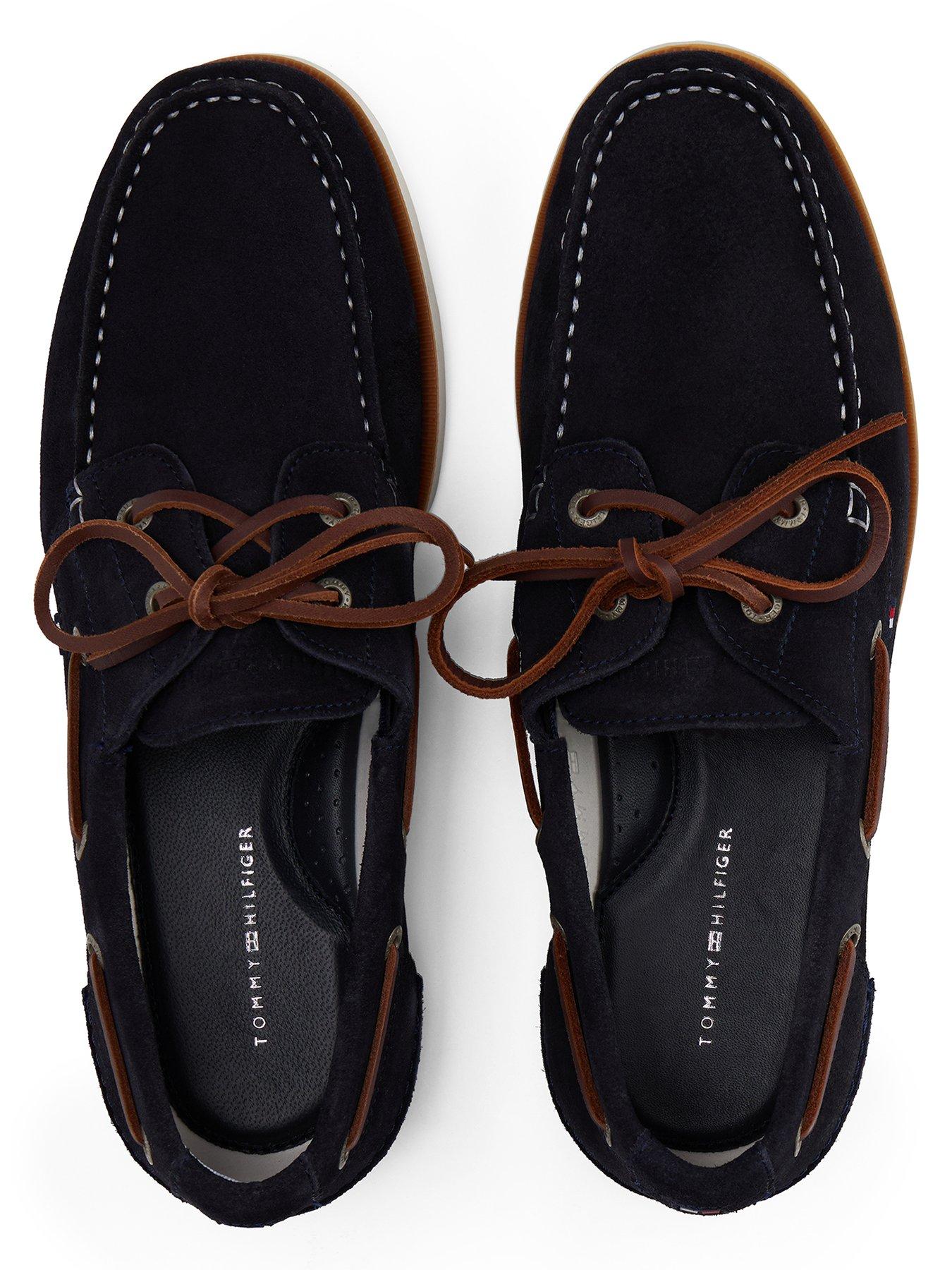 Image 4 of 5 of Tommy Hilfiger Suede Boat Shoes - Navy