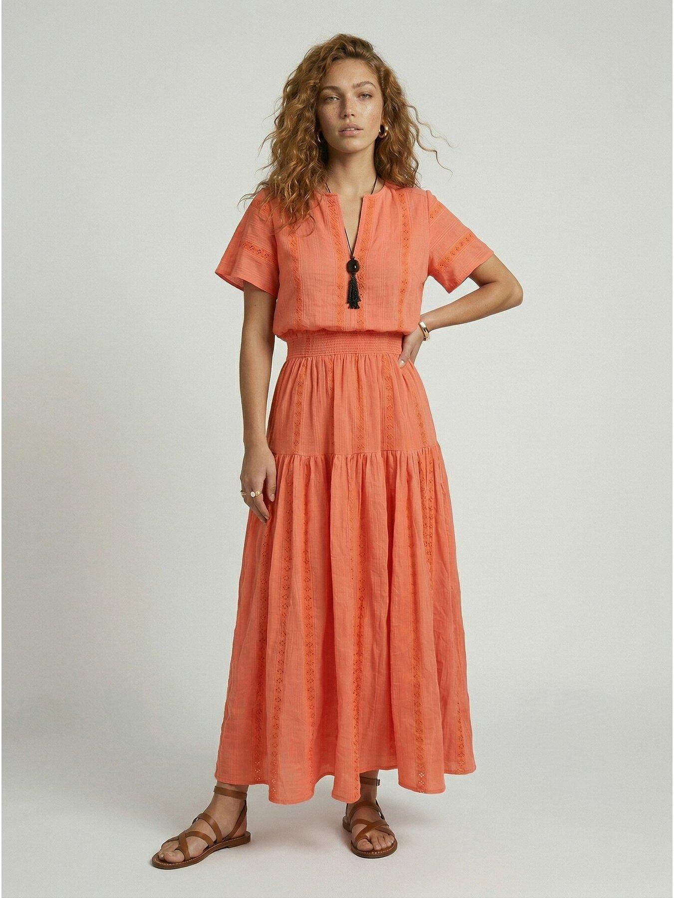 Raffya Candice Flutter Sleeve Maxi Dress In Orange