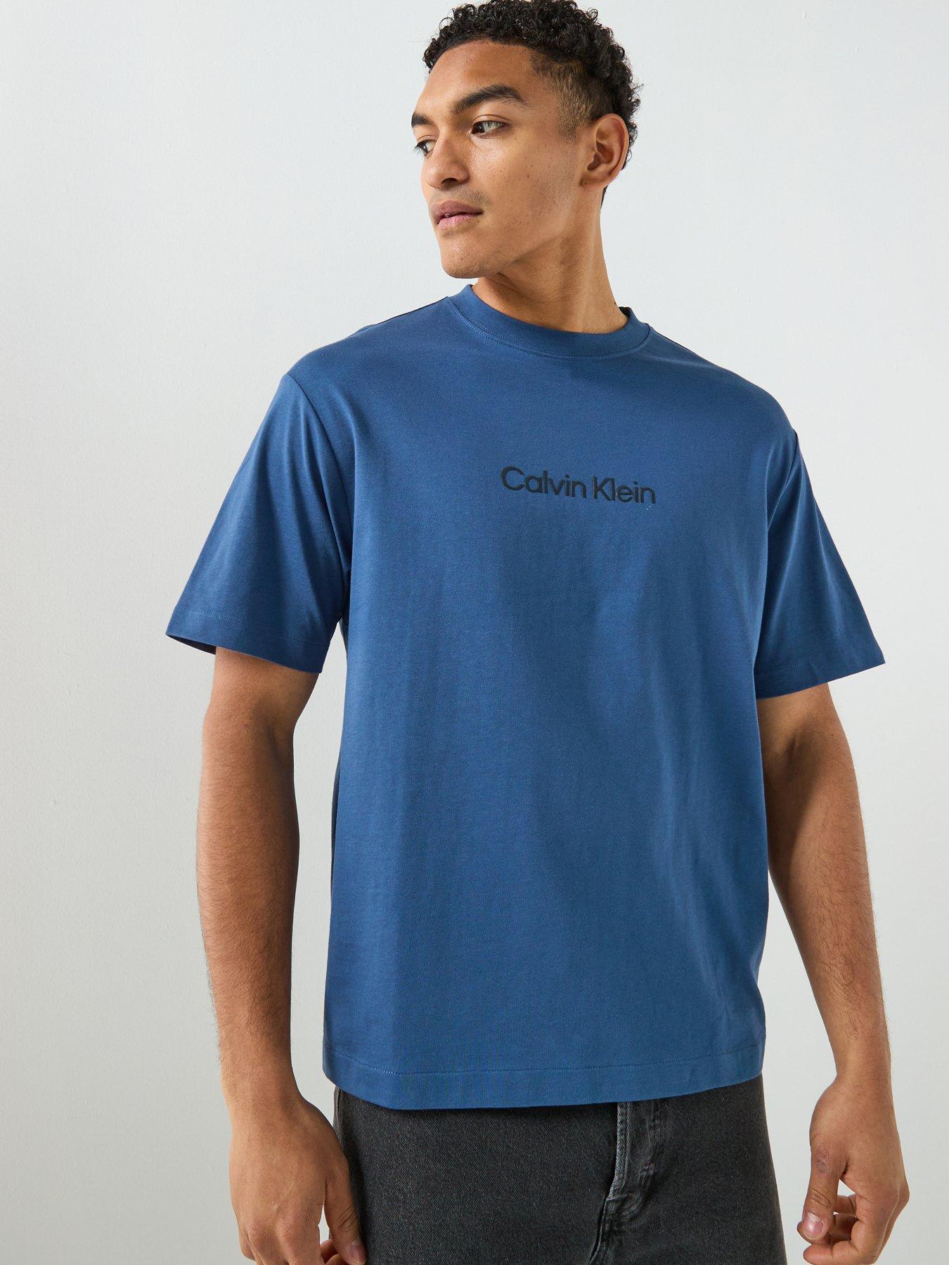 Calvin Klein Relaxed Fit Linear Logo T-Shirt - Blue