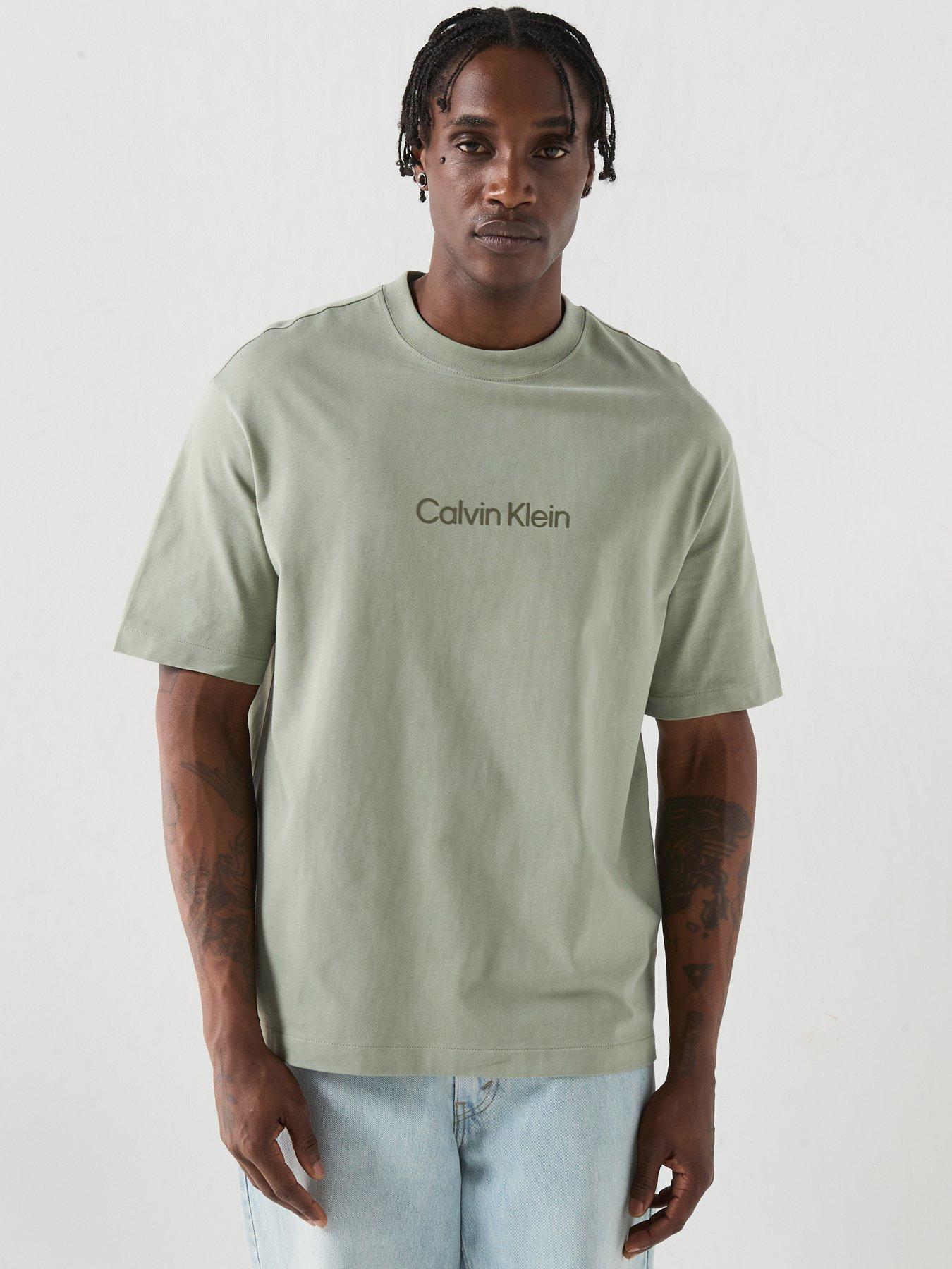 Calvin Klein Relaxed Fit Linear Logo T-Shirt - Green