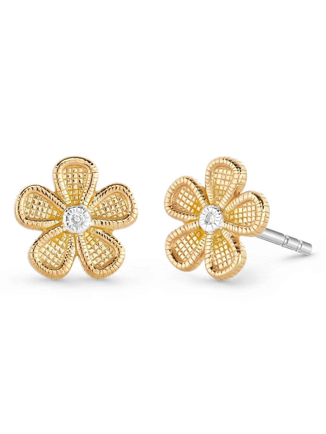 beaverbrooks-yellow-gold-plated-diamond-flower-earringsstillFront