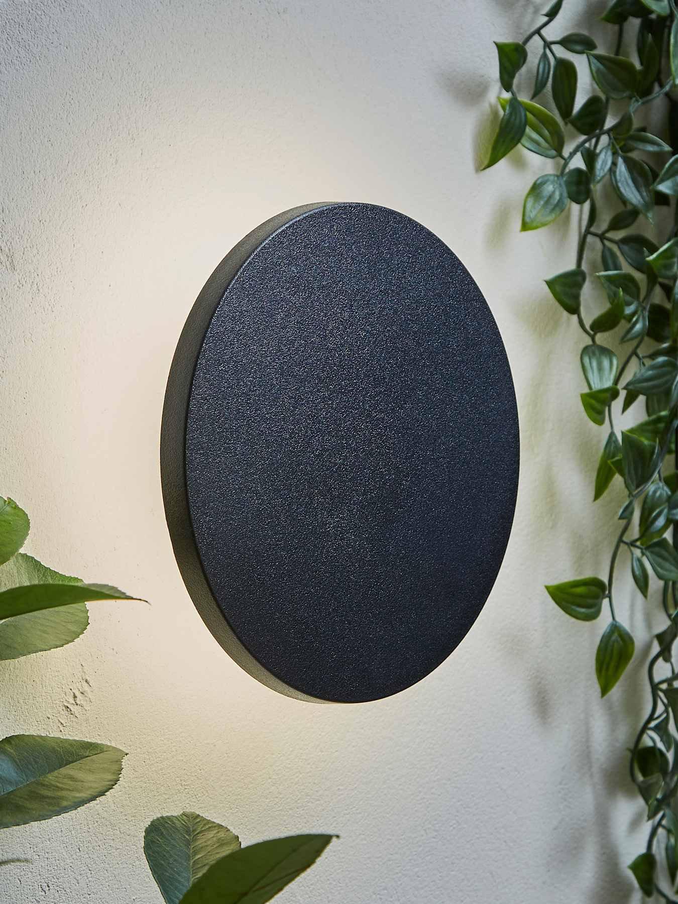 valuelights-chad-matte-black-backlit-circle-ip65-integrated-led-outdoor-wall-lightfront