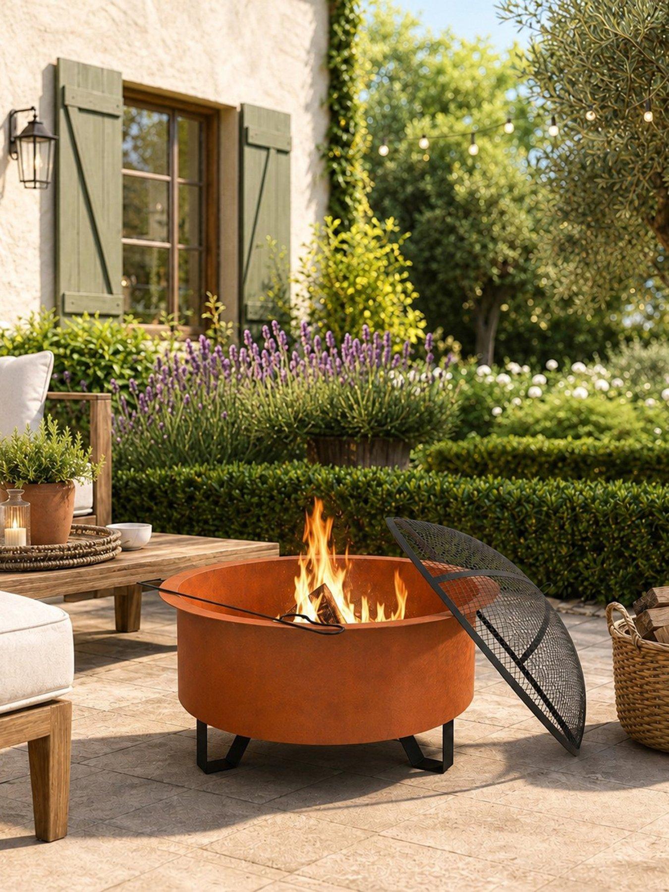 Image 5 of 6 of Teamson Home 26" Round Wood Burning Fire Pit with Accessories