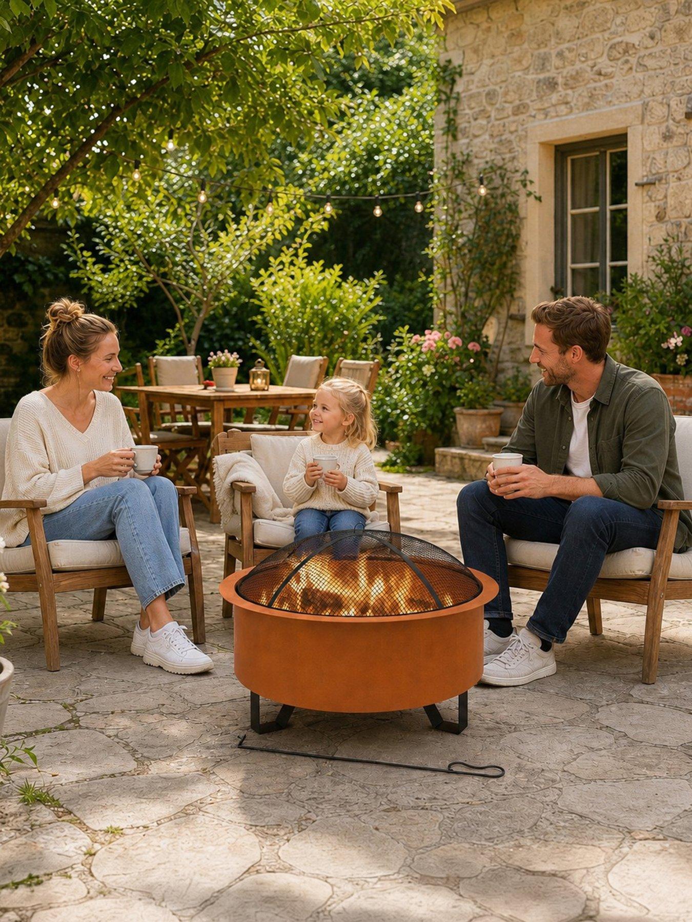 Image 6 of 6 of Teamson Home 26" Round Wood Burning Fire Pit with Accessories
