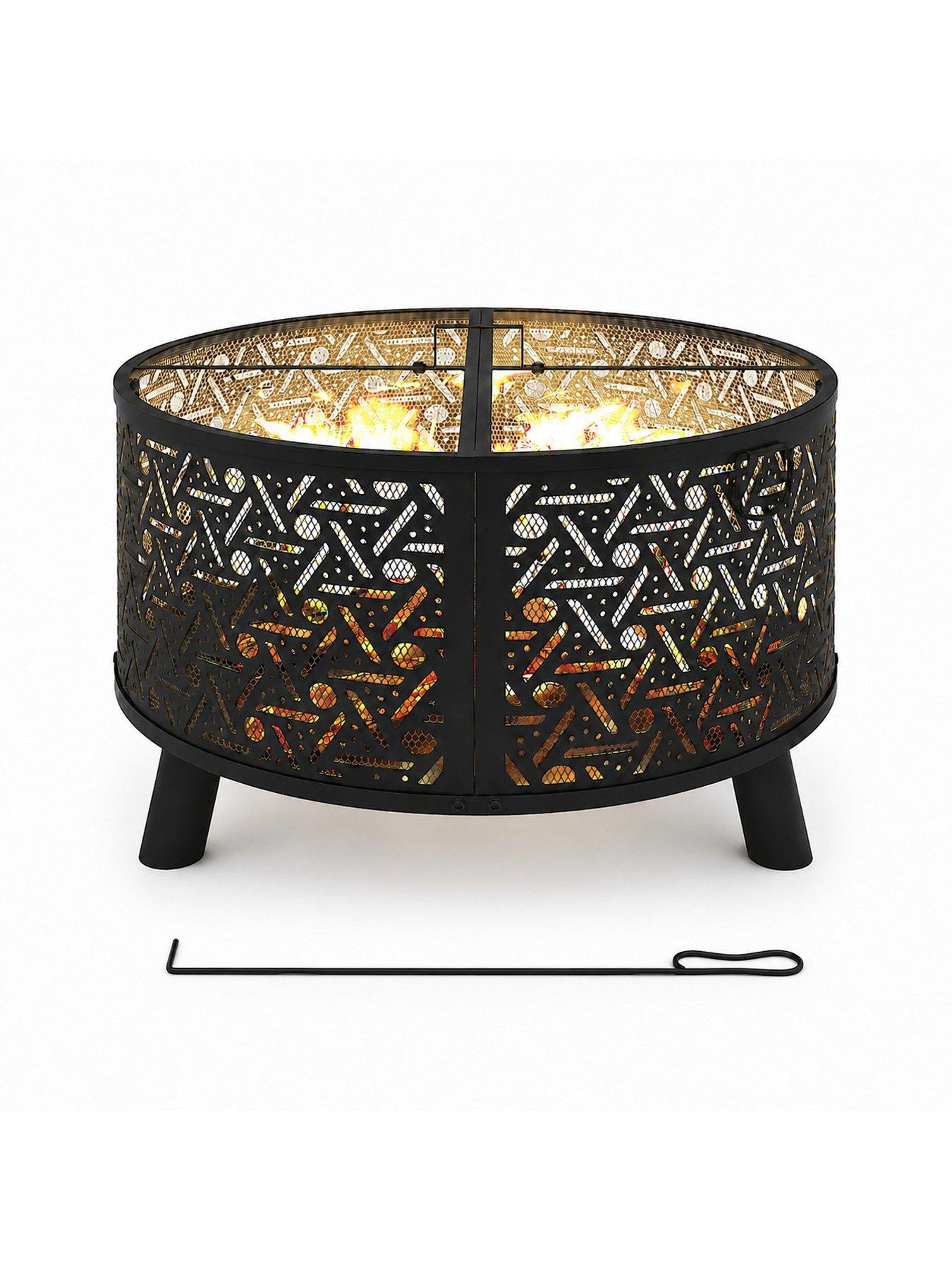 Image 1 of 6 of Teamson Home 28" Round Wood Burning Fire Pit- Black