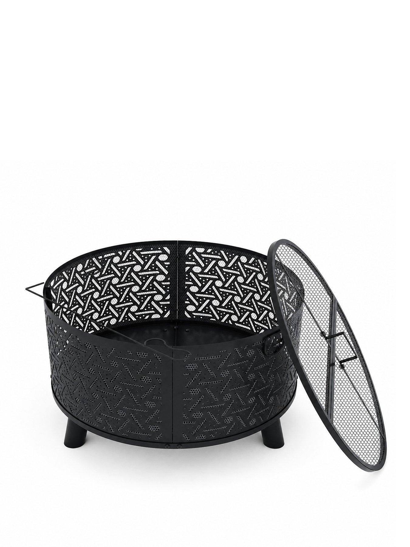 Image 2 of 6 of Teamson Home 28" Round Wood Burning Fire Pit- Black