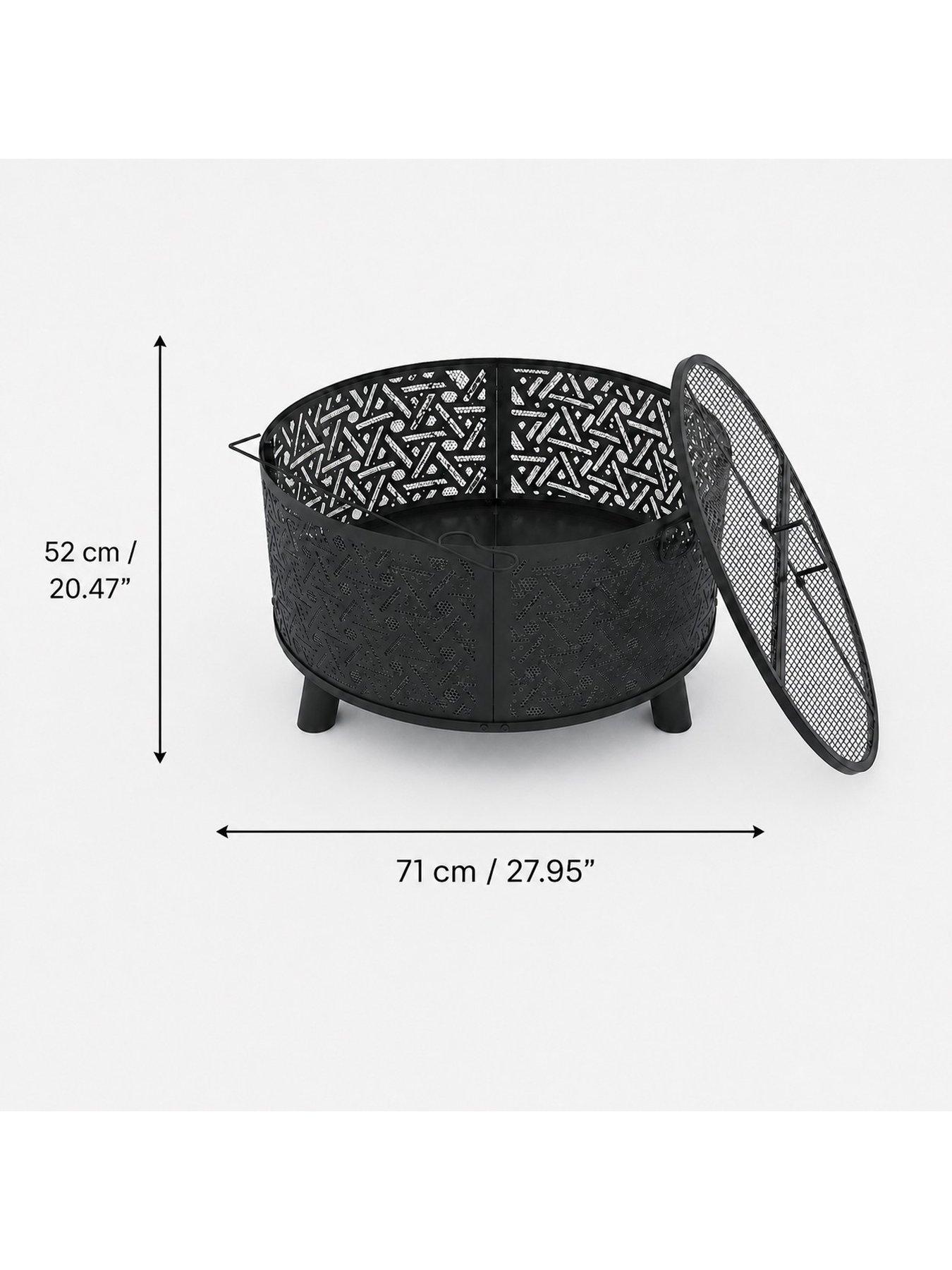 Image 3 of 6 of Teamson Home 28" Round Wood Burning Fire Pit- Black