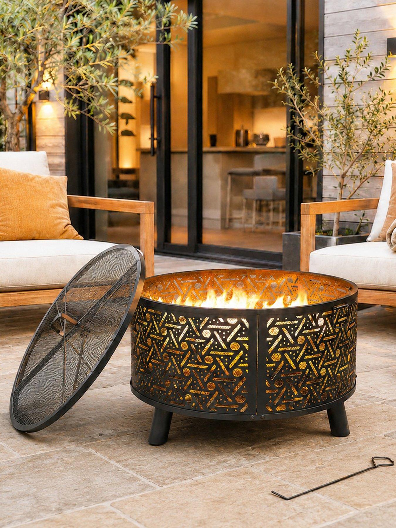 Image 4 of 6 of Teamson Home 28" Round Wood Burning Fire Pit- Black