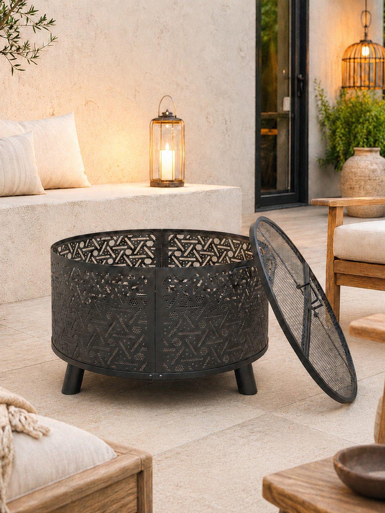 Image 5 of 6 of Teamson Home 28" Round Wood Burning Fire Pit- Black