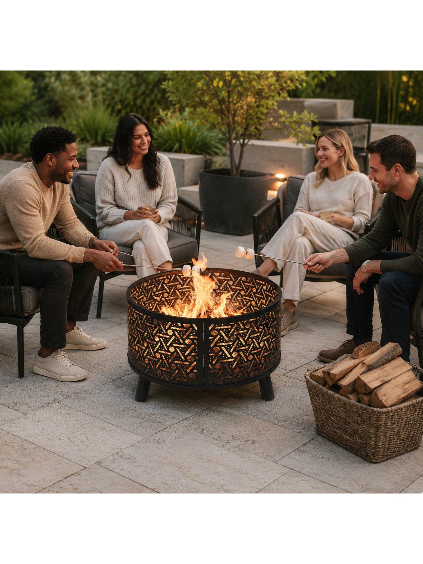 Image 6 of 6 of Teamson Home 28" Round Wood Burning Fire Pit- Black