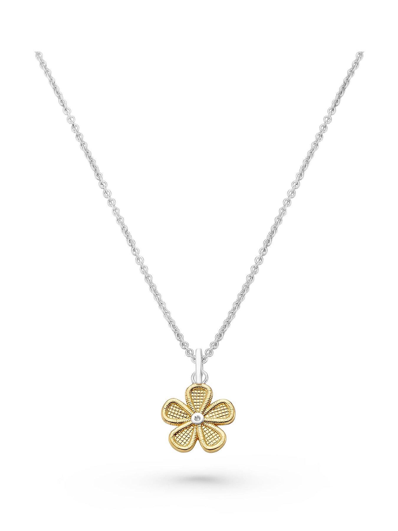 beaverbrooks-silver-and-yellow-gold-plated-diamond-flower-pendantfront