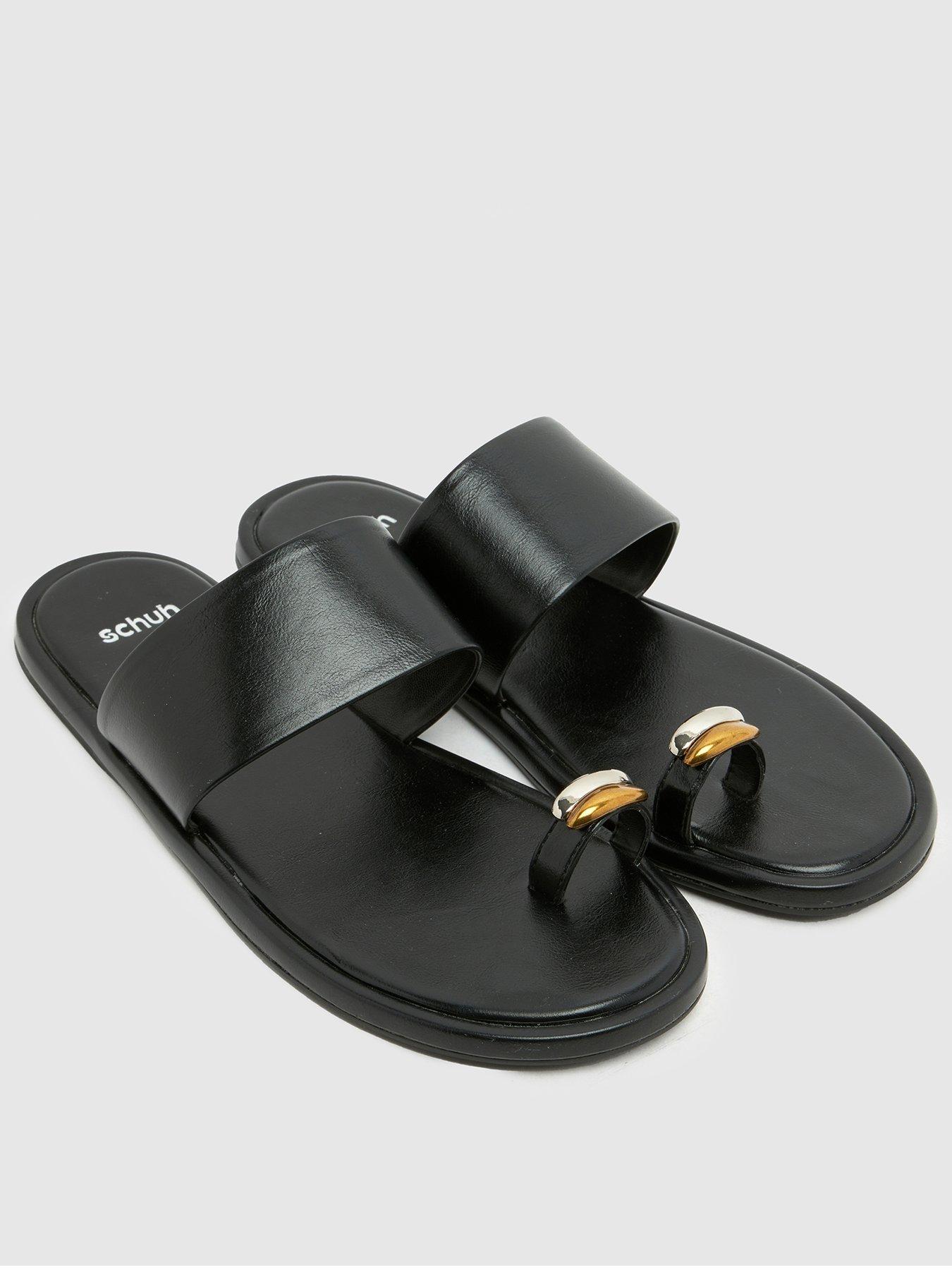 Schuh Thyme Metal Toe Loop Mule Sandal - Black