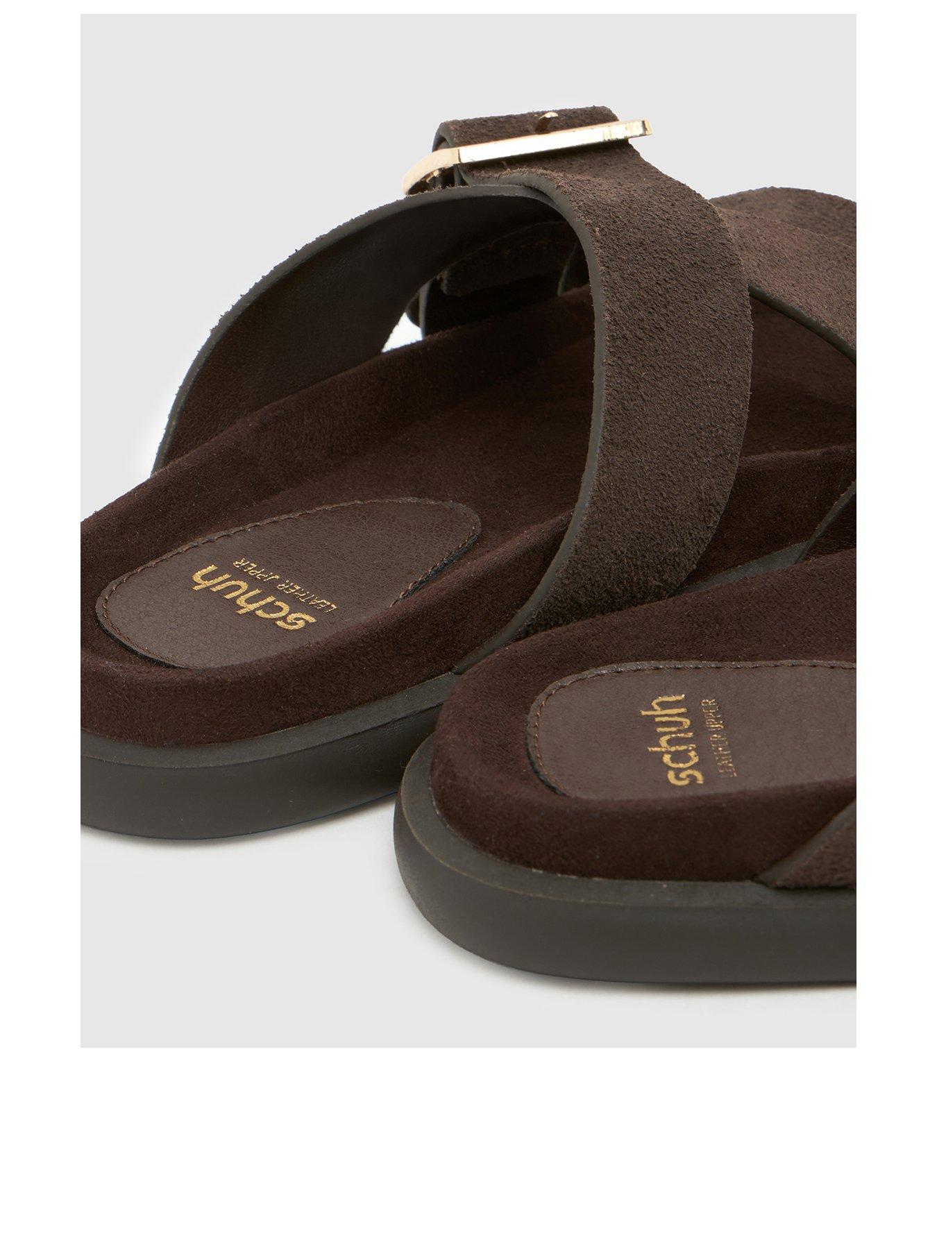 schuh-tear-suede-buckle-footbed-sandal-brownback