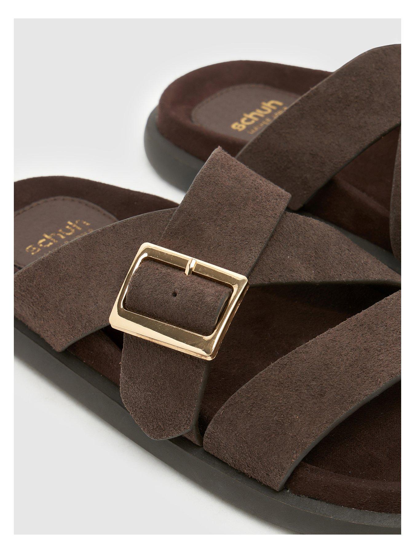schuh-tear-suede-buckle-footbed-sandal-brownoutfit