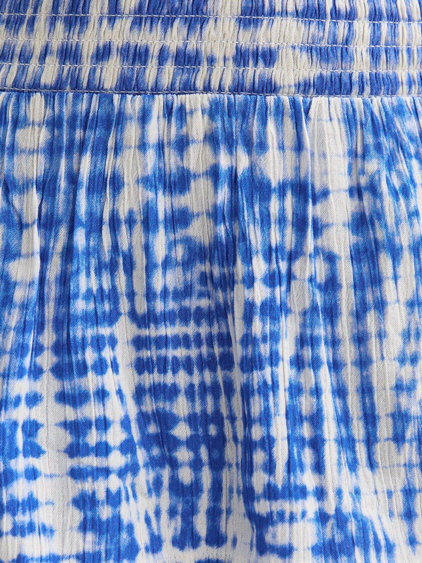 Image 5 of 5 of New Look 915 Girls Shibori Print Ruched Mini Skirt - Blue