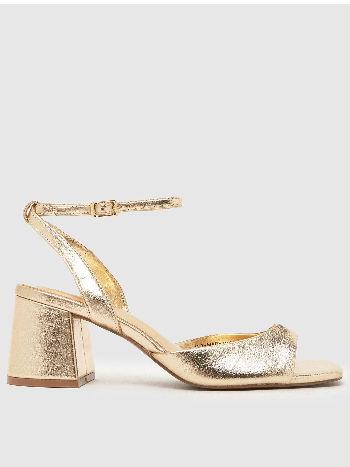 Schuh Wide Fit South Block Heel Sandal - Gold