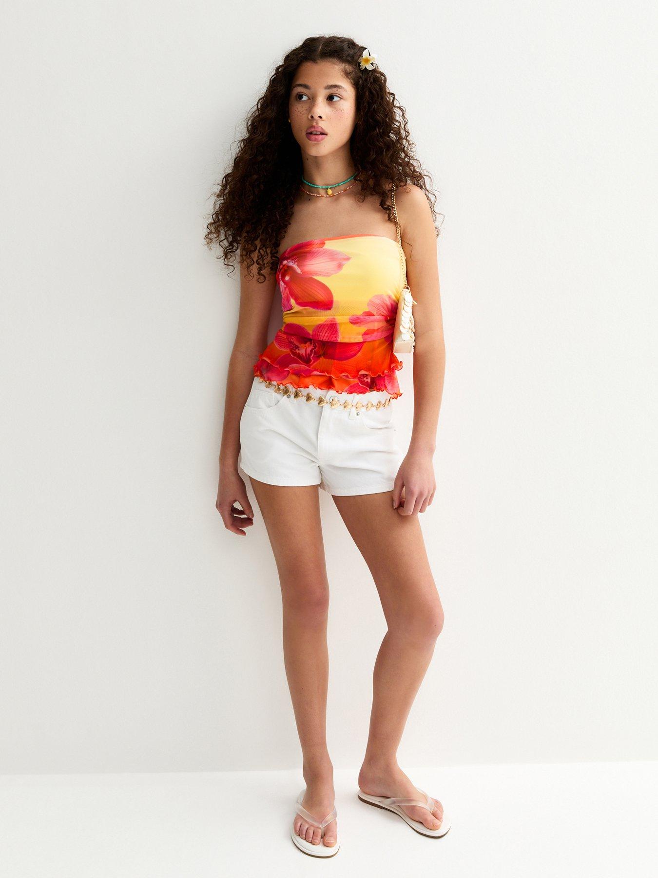 New Look 915 Ombre Hibi Mesh Bandeau Top - Orange