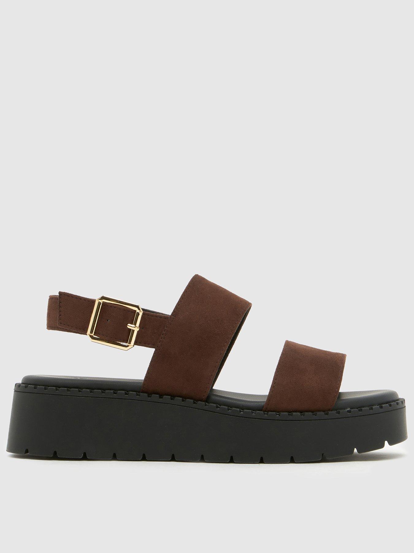 Image 1 of 4 of Schuh Wide Fit Tuscany Chunky Sandal - Brown