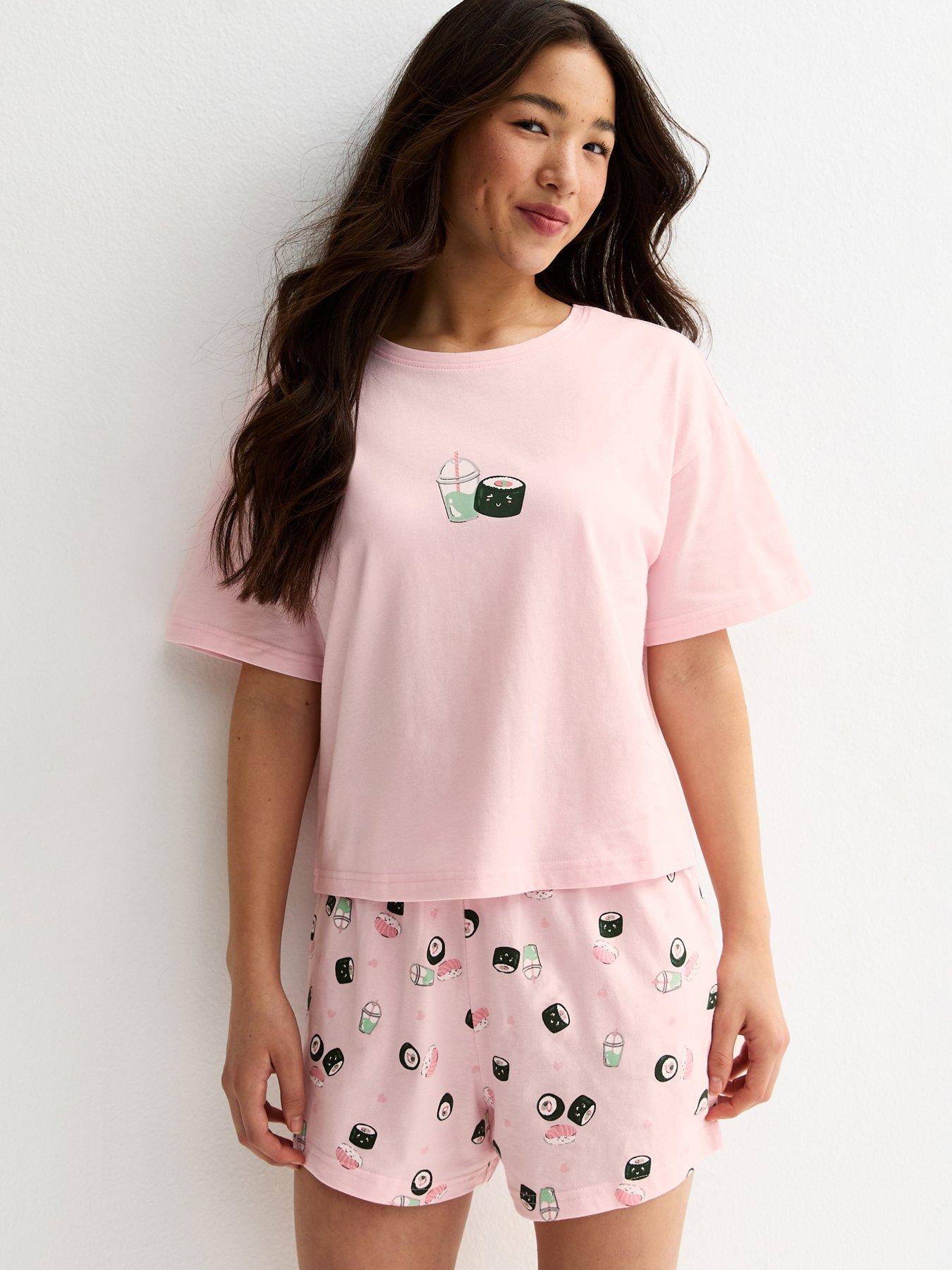 New Look 915 Girls Light Pink Sushi Print T-shirt And Shorts Pyjama Set