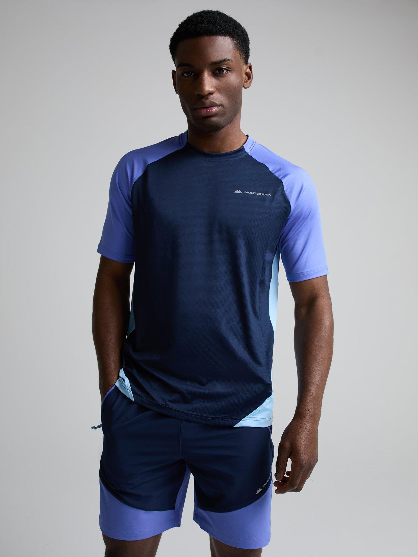 Monterrain Mens Colour Block Performance Training T-shirt - Navy/Purple