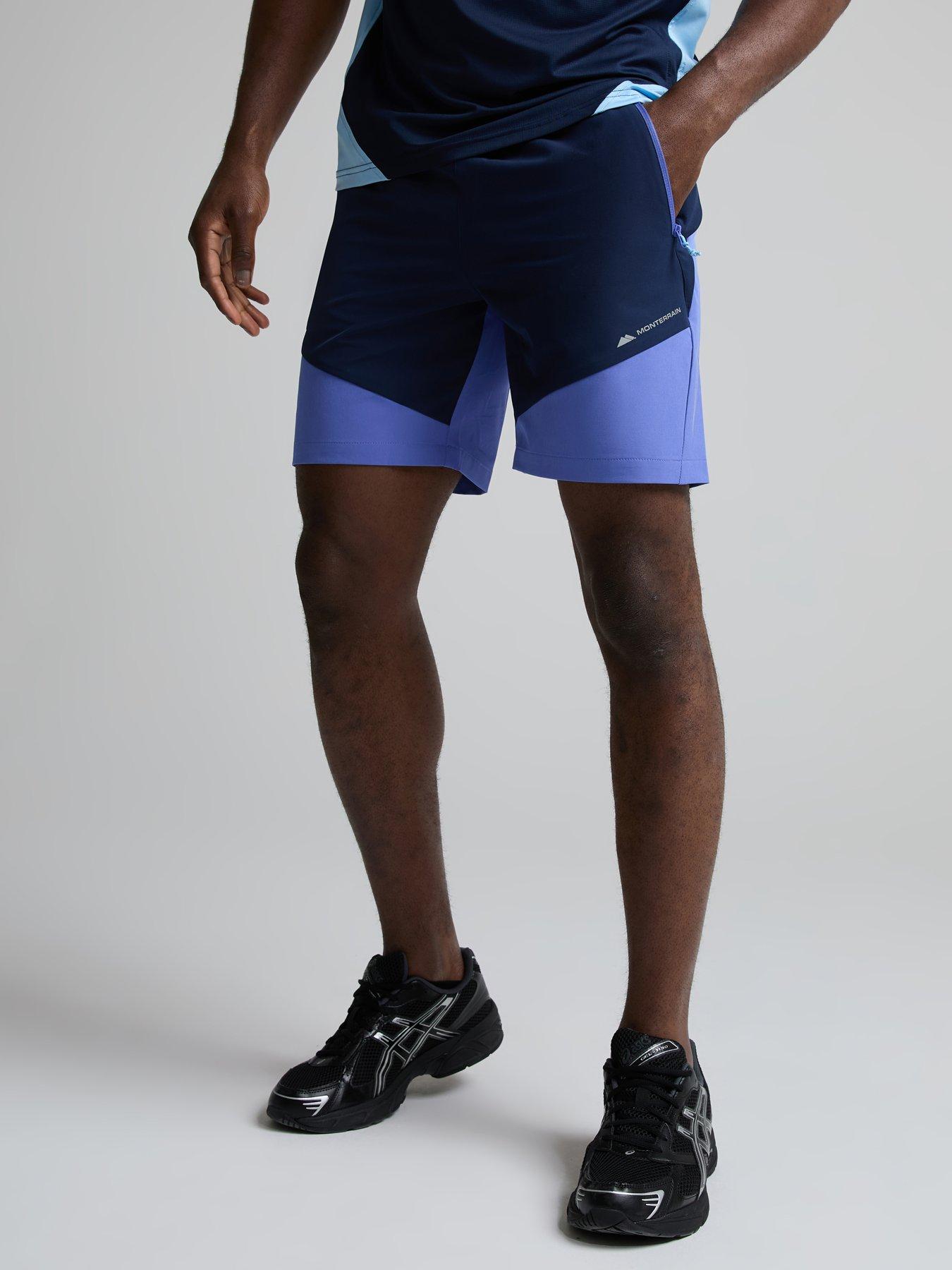 Monterrain Men's Colour Block Woven Training Shorts - Navy/Blue