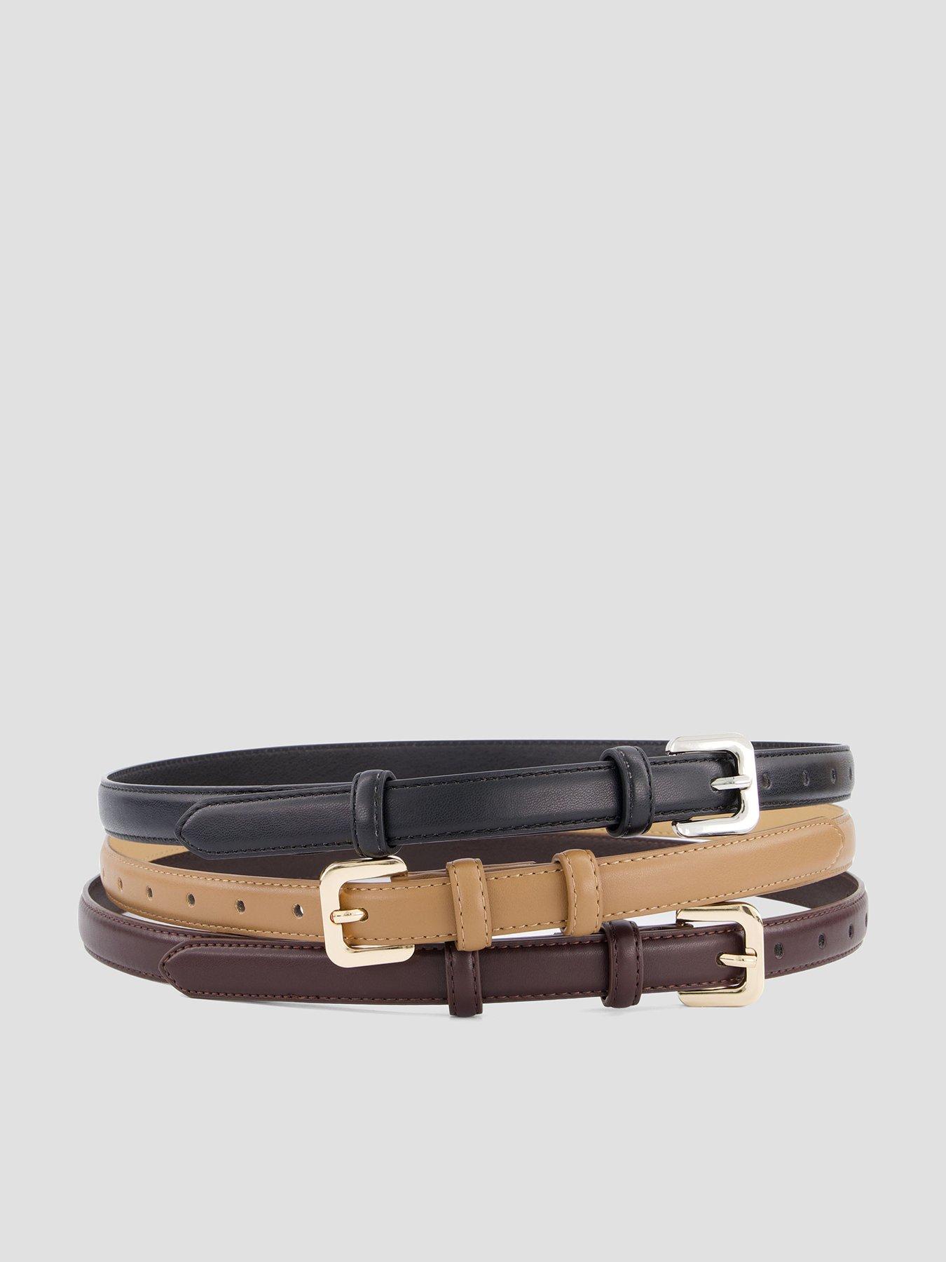 The Very Collection 3 Pack Skinny Belts - Brown