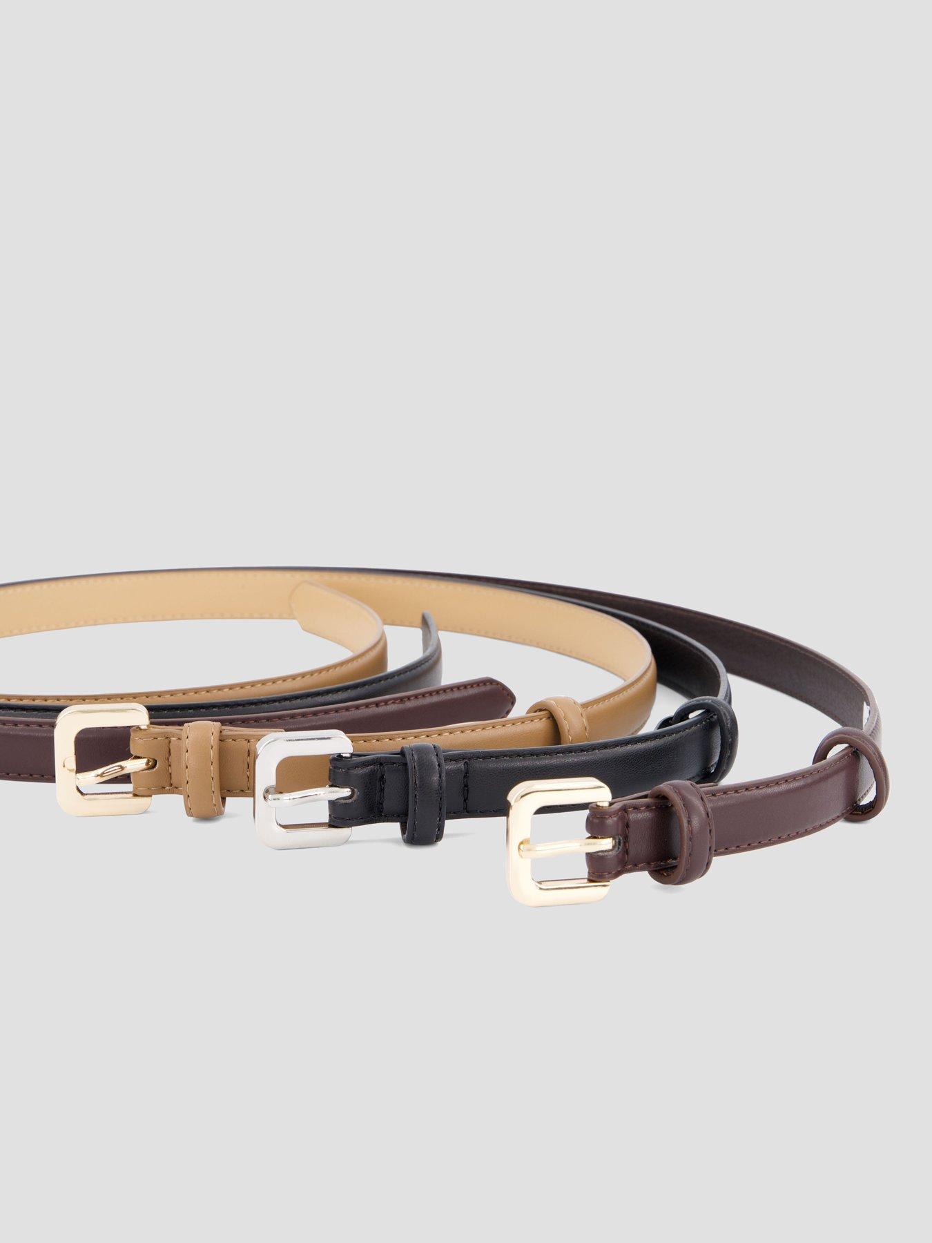 Image 4 of 6 of The Very Collection 3 Pack Skinny Belts - Brown