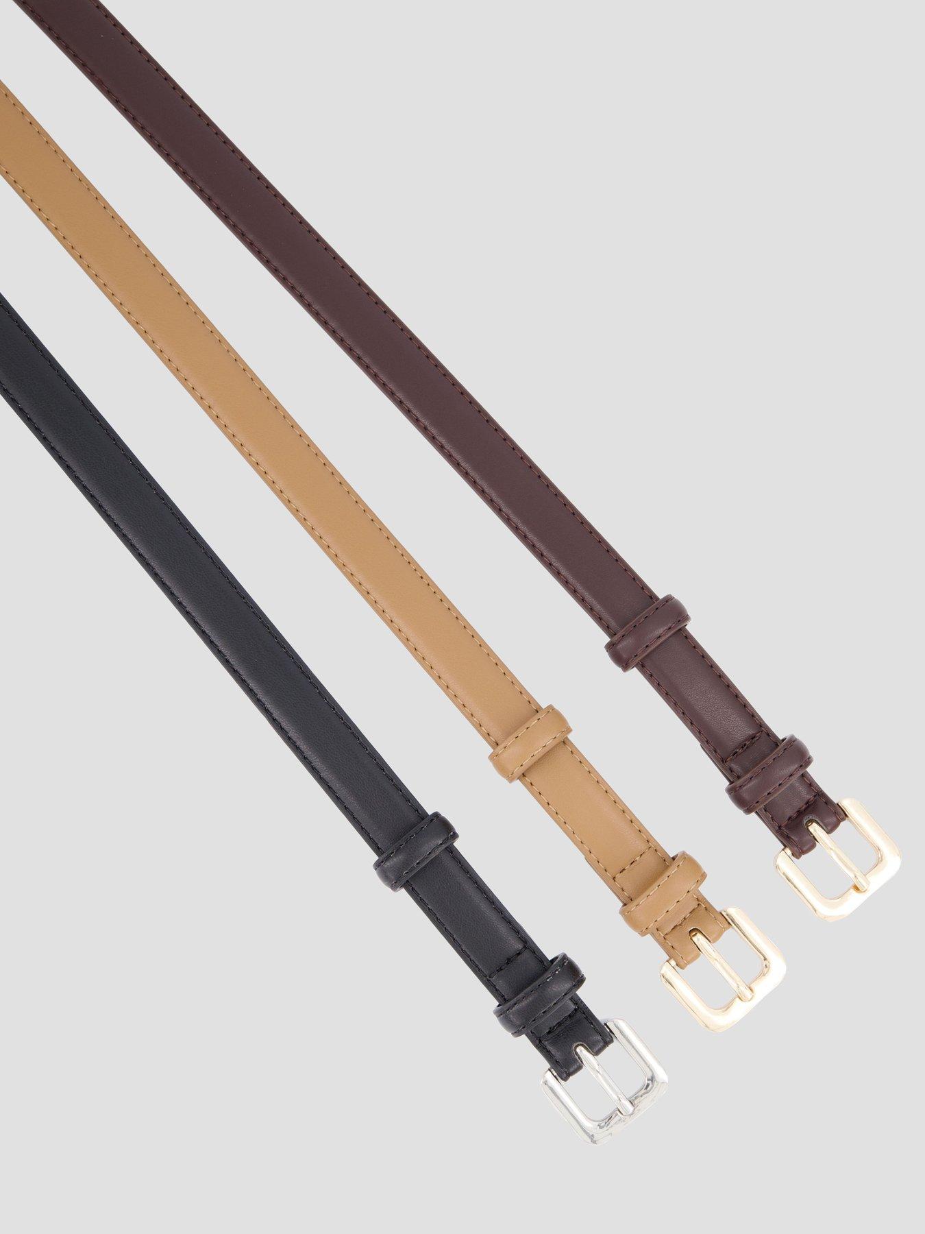 Image 5 of 6 of The Very Collection 3 Pack Skinny Belts - Brown