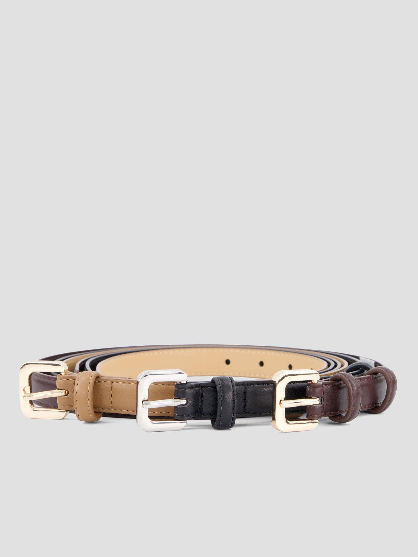 Image 6 of 6 of The Very Collection 3 Pack Skinny Belts - Brown